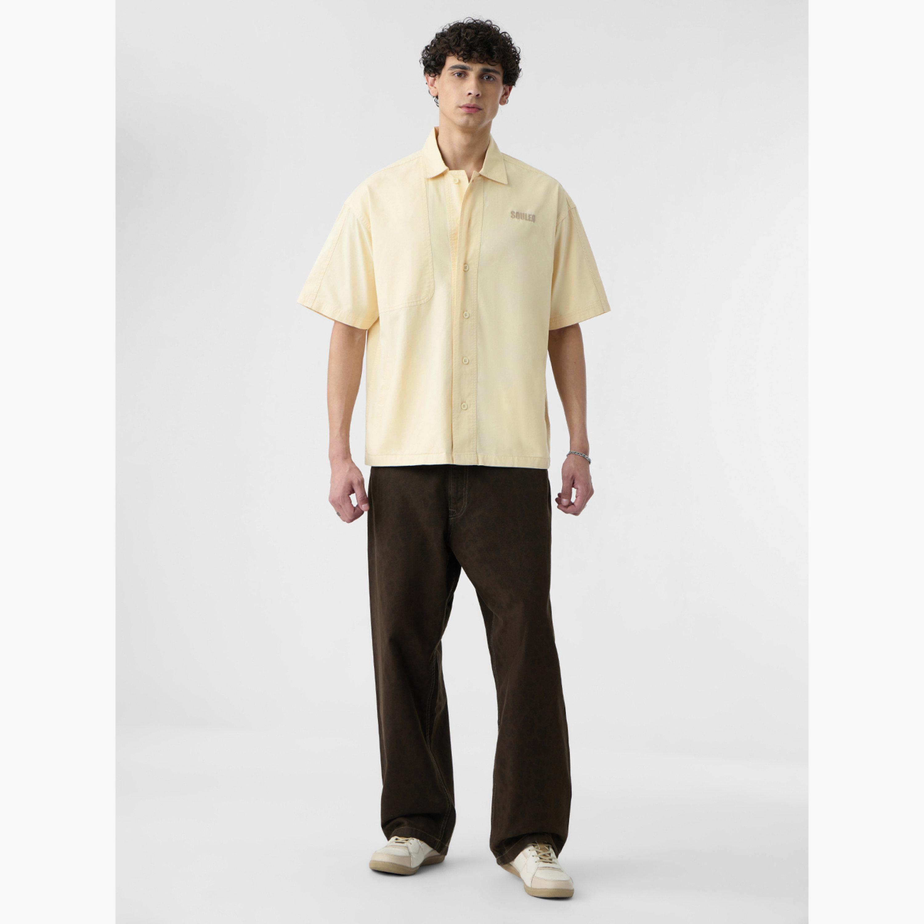 The Souled Store X Styli Men Cream Paneled Oversized Shirt-men-clothing-shirts-image-2