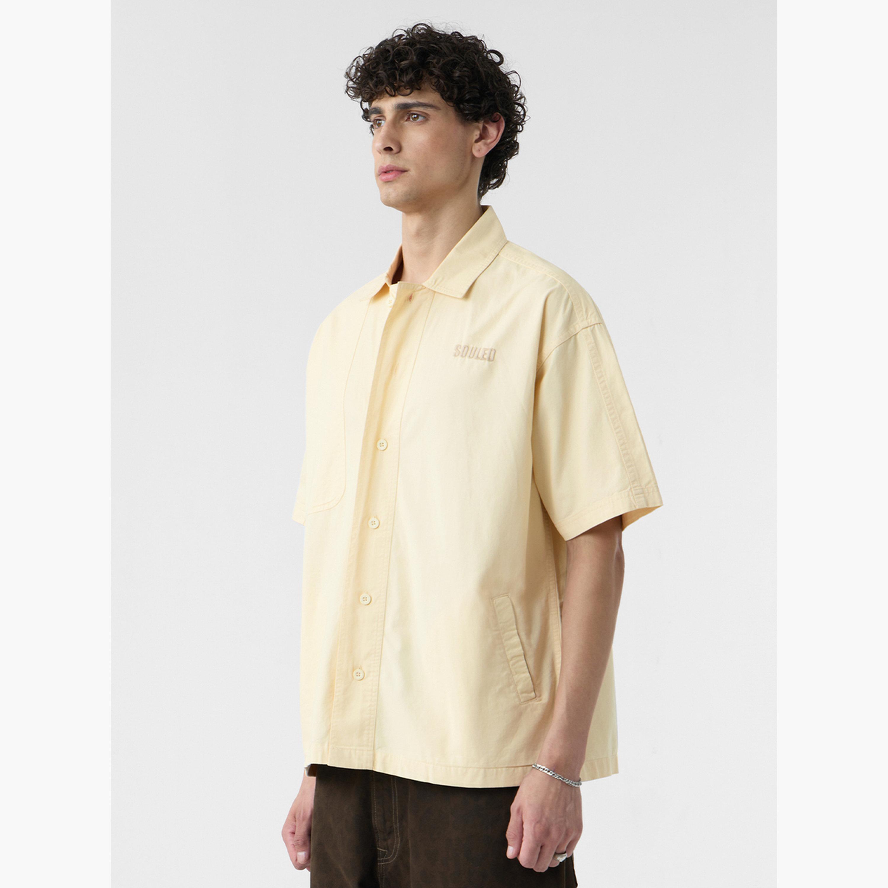 The Souled Store X Styli Men Cream Paneled Oversized Shirt-men-clothing-shirts-image-3