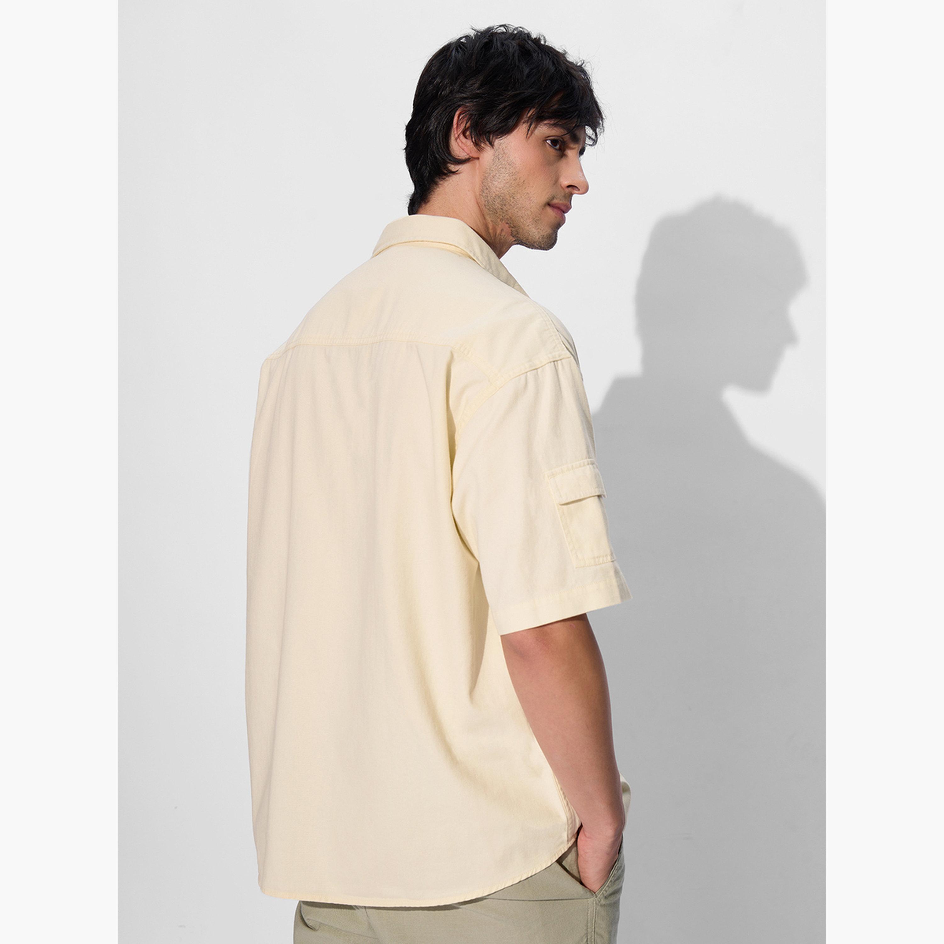 The Souled Store X Styli Men Cream Oversized Shirt with Flap Pocket-men-clothing-shirts-image-4