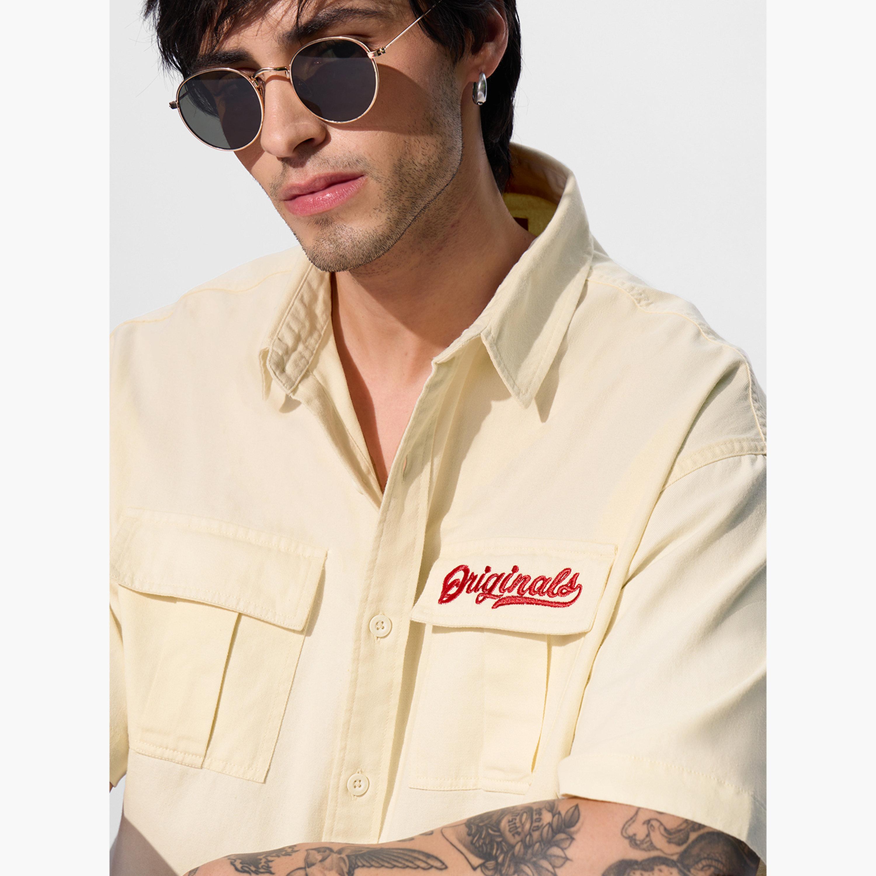 The Souled Store X Styli Men Cream Oversized Shirt with Flap Pocket-men-clothing-shirts-image-5