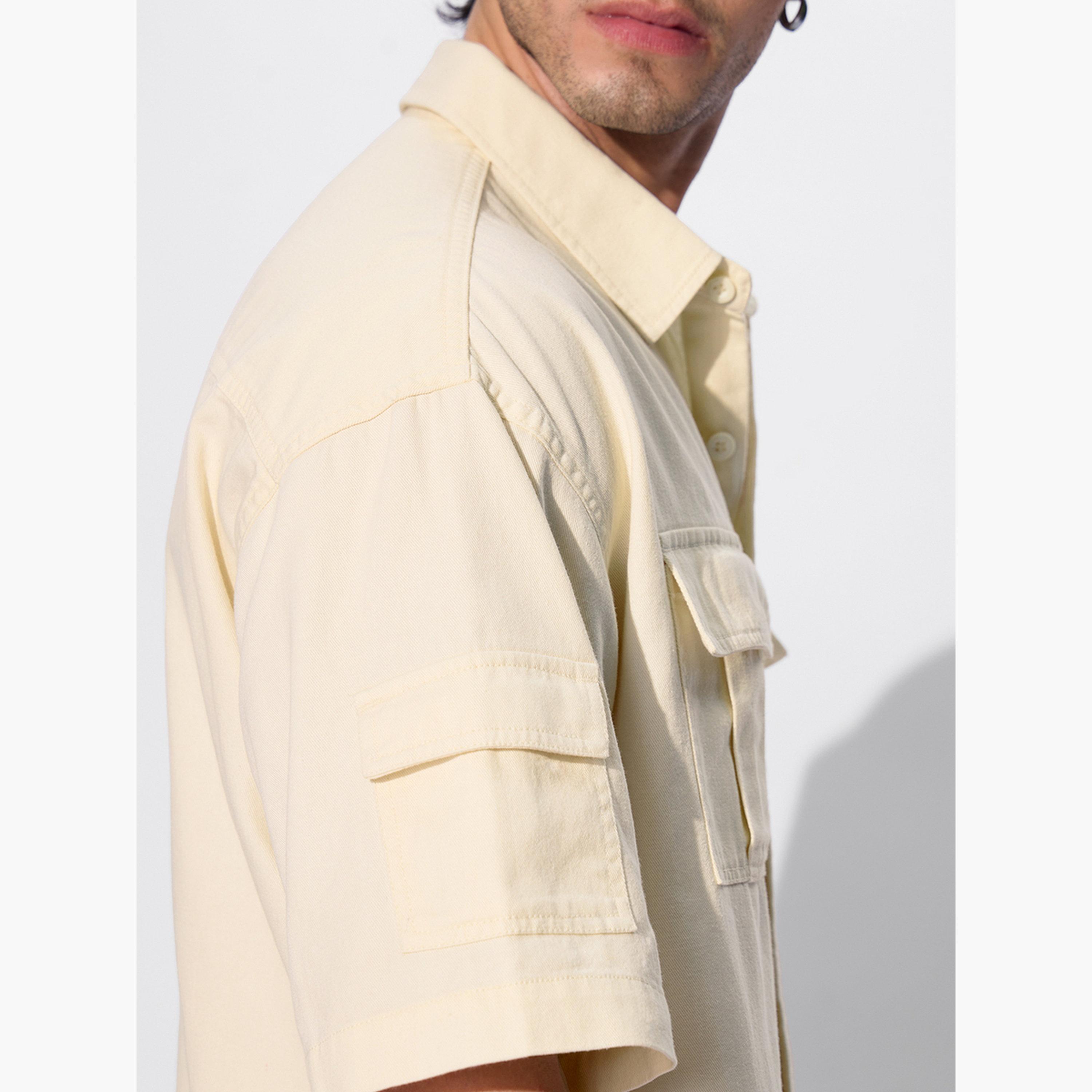 The Souled Store X Styli Men Cream Oversized Shirt with Flap Pocket-men-clothing-shirts-image-6