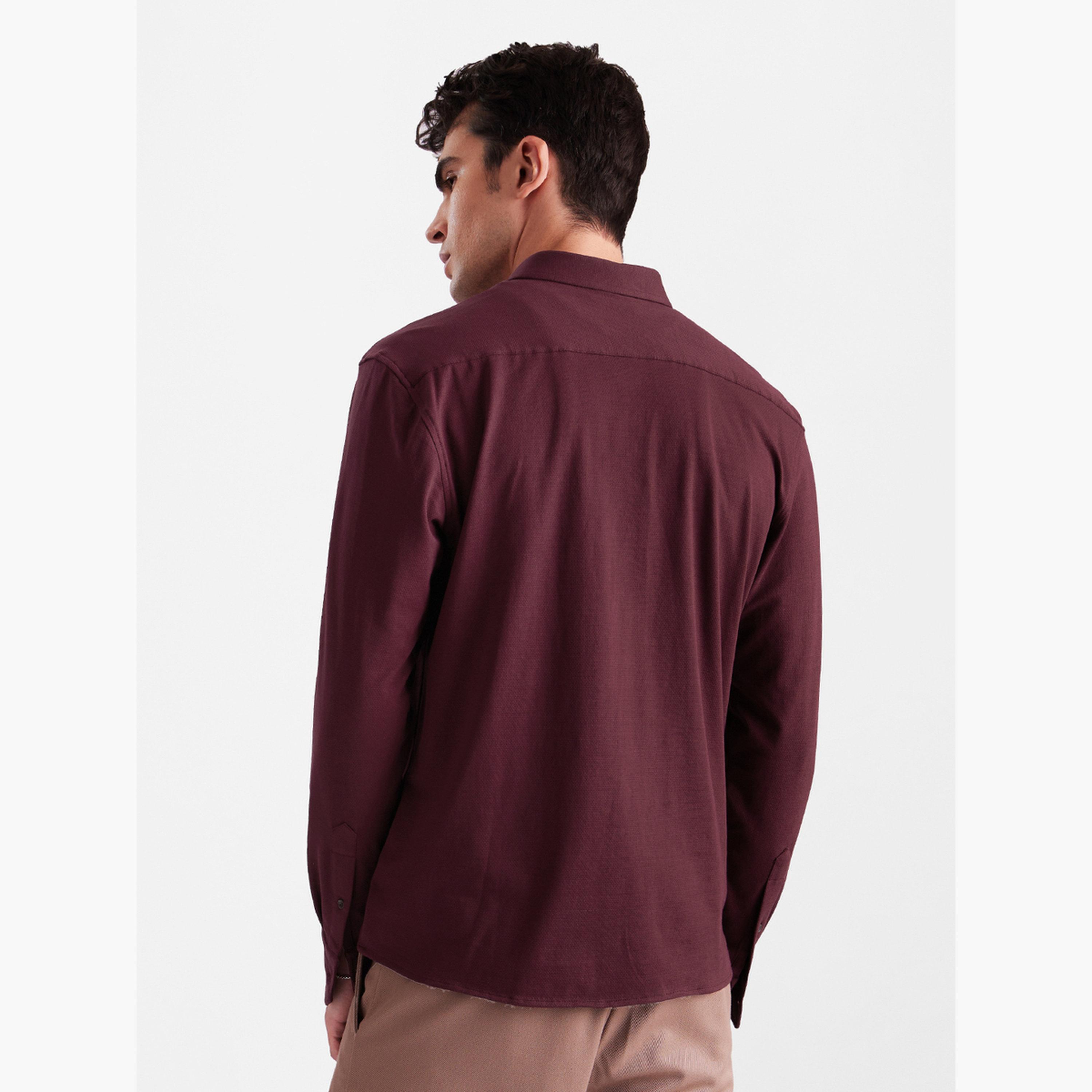ذا سولد ستور × ستايلي - قميص رجالي بني اللون ذو ياقة ضيقة ومحكم-men-clothing-shirts-image-4