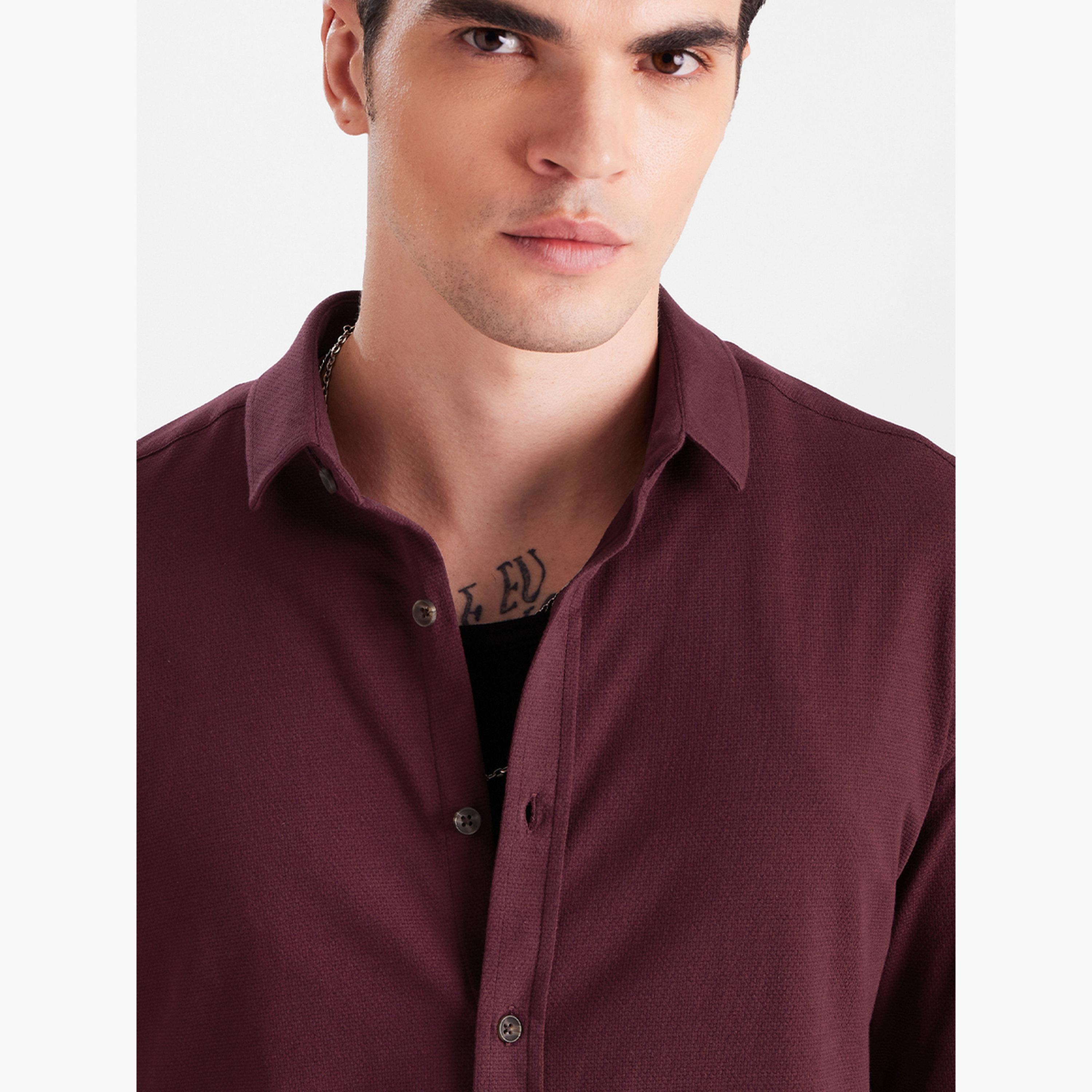 ذا سولد ستور × ستايلي - قميص رجالي بني اللون ذو ياقة ضيقة ومحكم-men-clothing-shirts-image-5