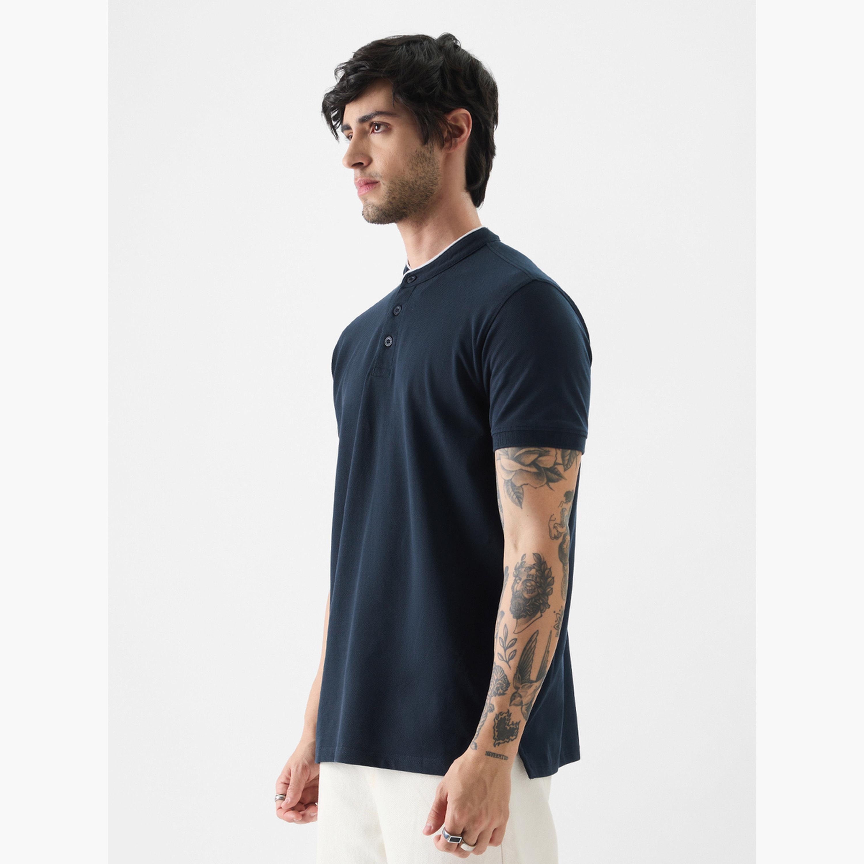 ذا سولد ستور × ستايلي - بولو رجالي أزرق داكن بياقة ماندرين-men-clothing-tshirtsandpolos-tshirts-image-3