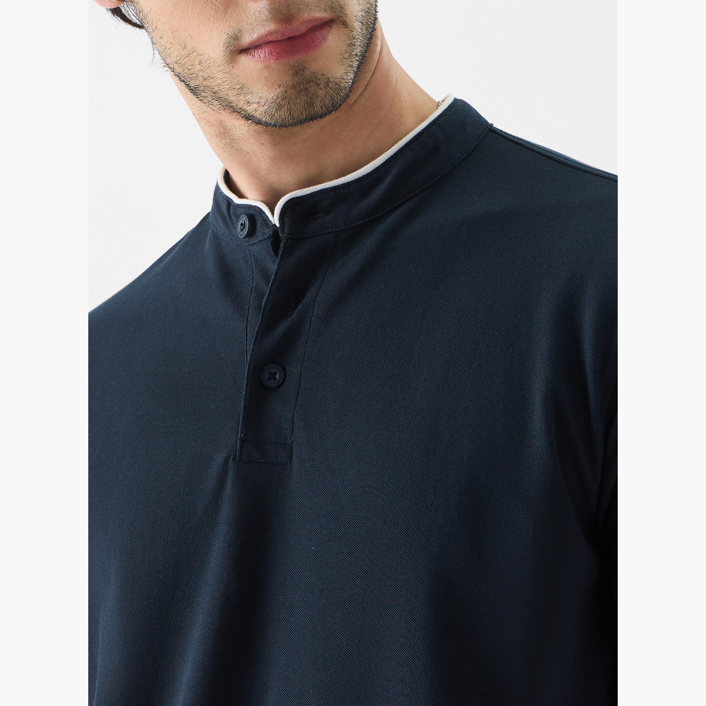 ذا سولد ستور × ستايلي - بولو رجالي أزرق داكن بياقة ماندرين-men-clothing-tshirtsandpolos-tshirts-image-5