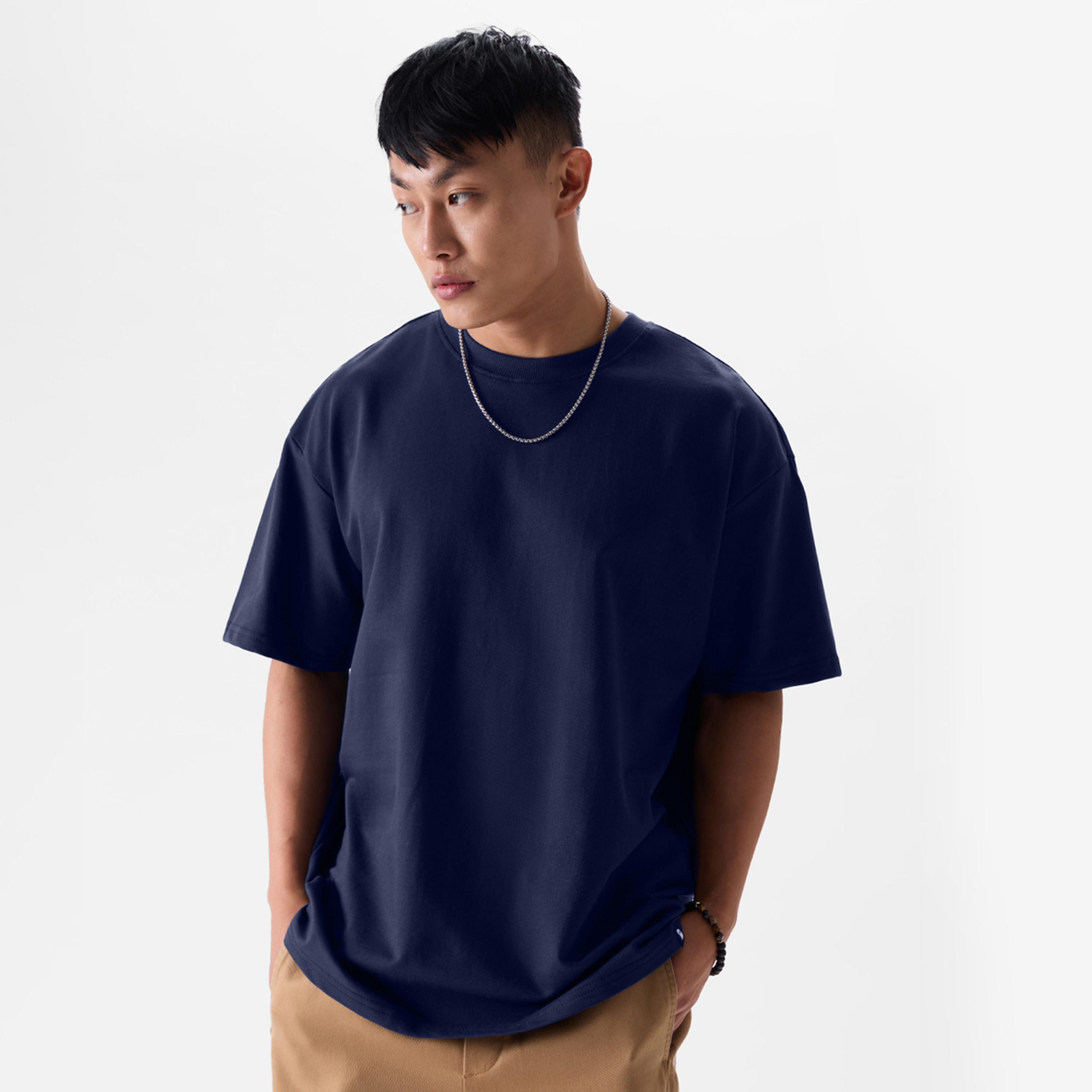 The Souled Store X Styli Men Navy Blue Oversized T-Shirt-men-clothing-tshirtsandpolos-tshirts-image-1