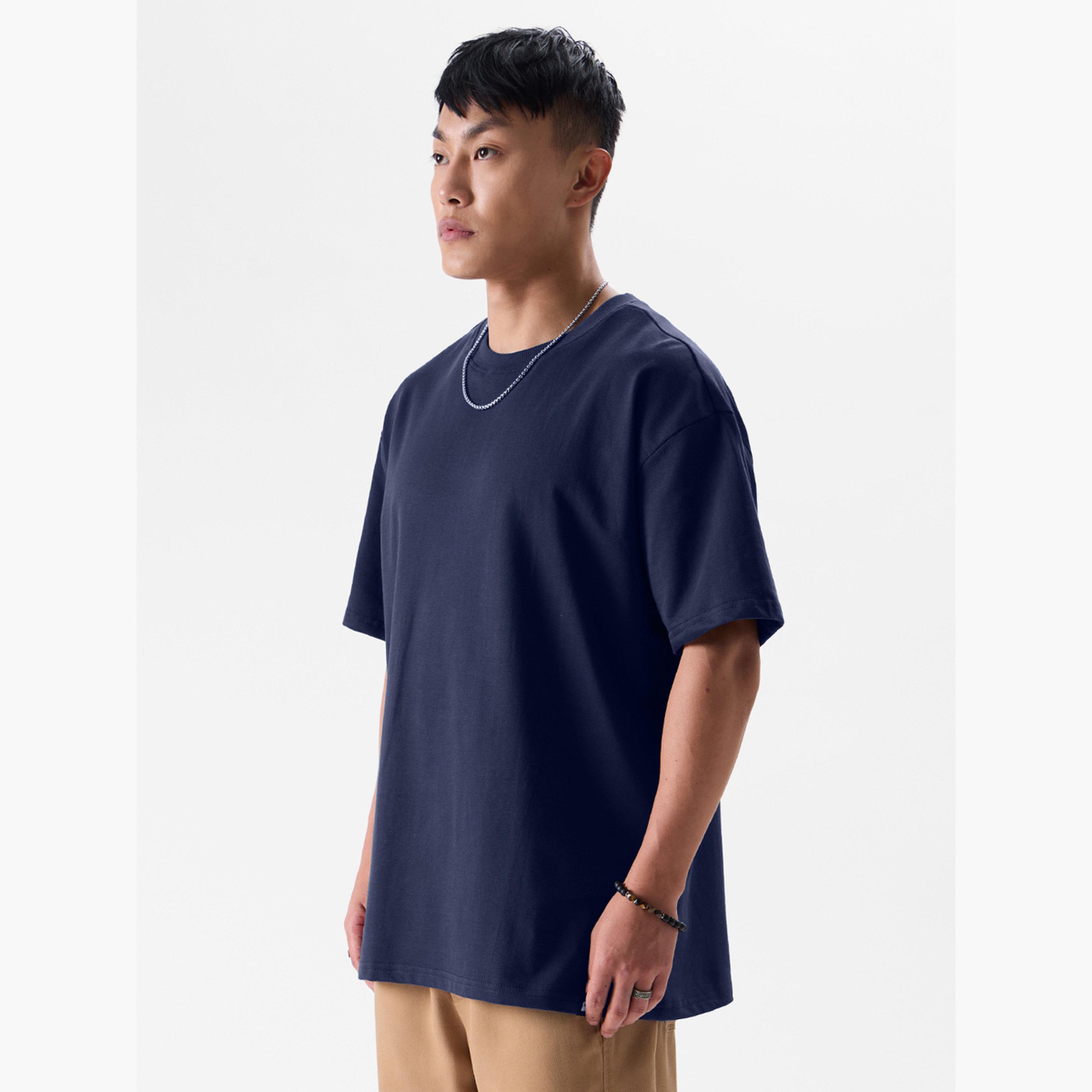 The Souled Store X Styli Men Navy Blue Oversized T-Shirt-men-clothing-tshirtsandpolos-tshirts-image-2