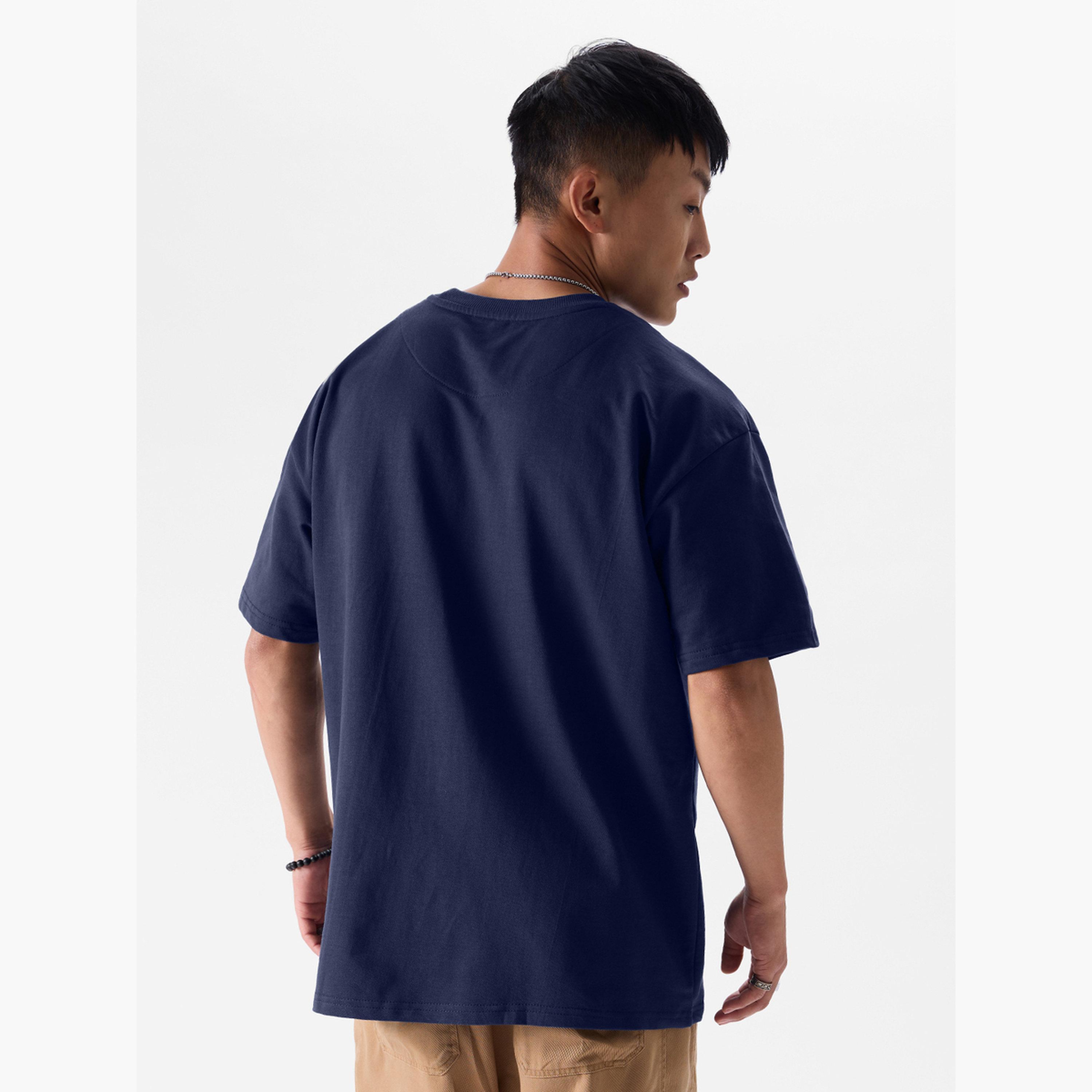 The Souled Store X Styli Men Navy Blue Oversized T-Shirt-men-clothing-tshirtsandpolos-tshirts-image-3