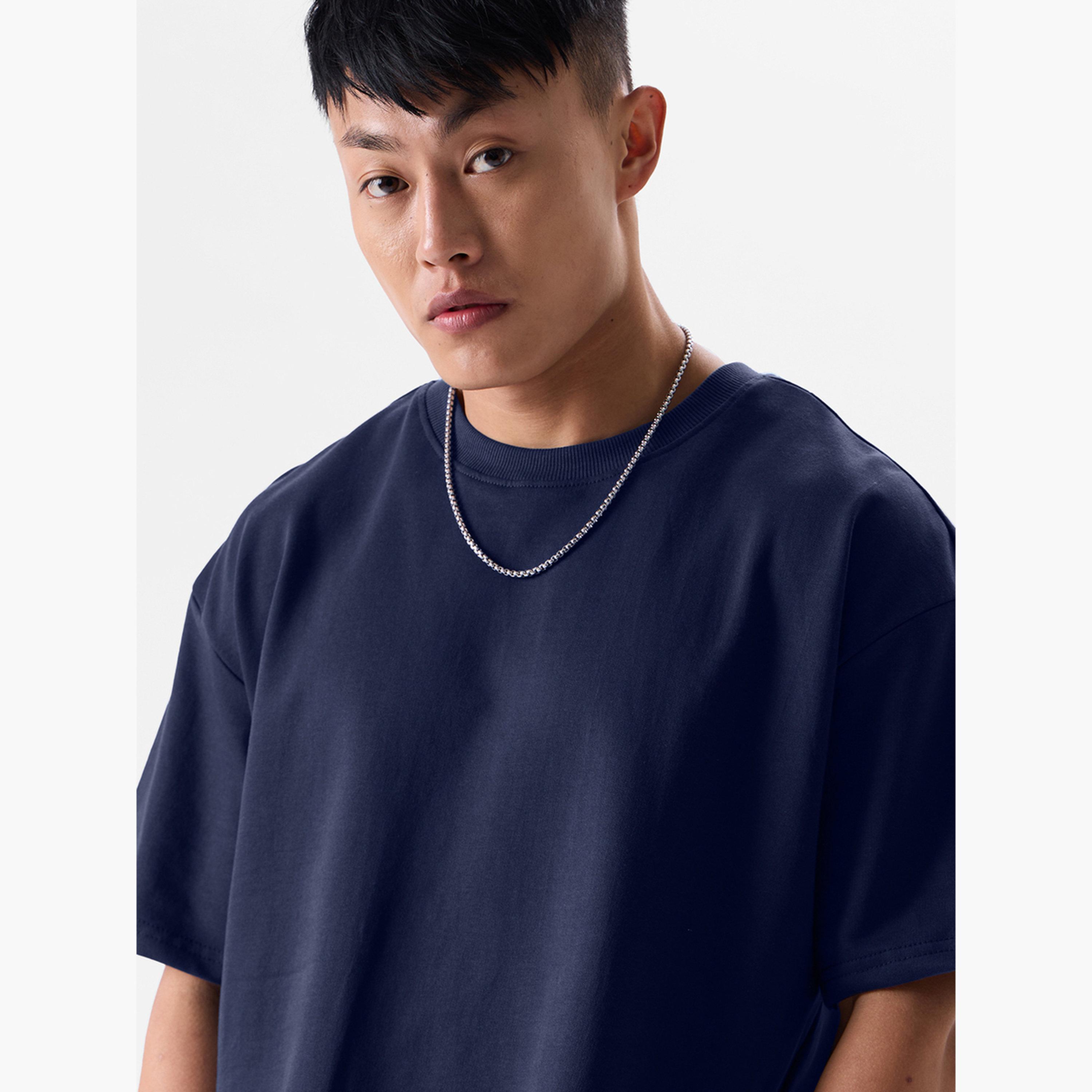 ذا سولد ستور × ستايلي - تي شيرت رجالي حجم كبير لون أزرق الداكن-men-clothing-tshirtsandpolos-tshirts-image-4