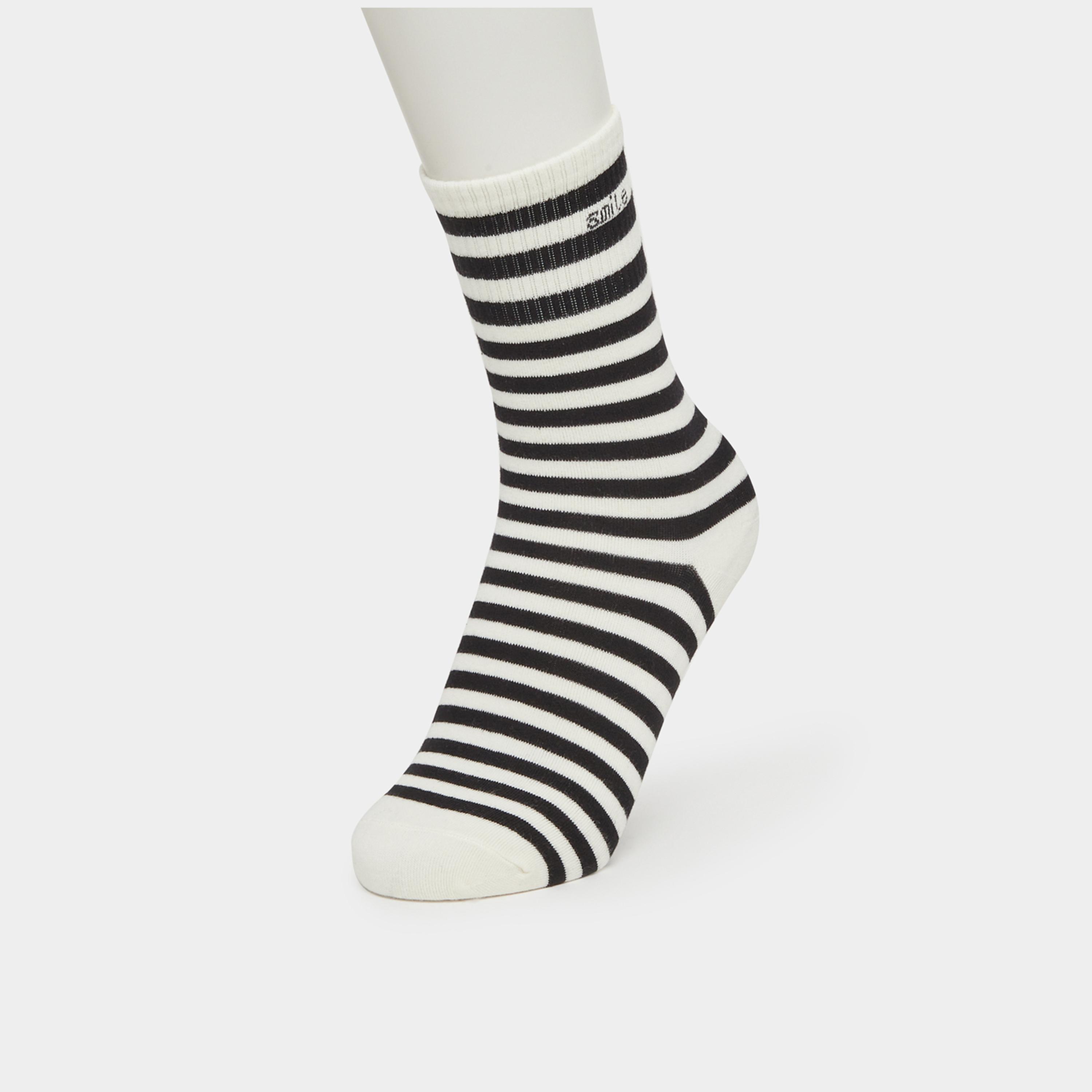 Styli Pack of 4 - Striped and Letter Detail Socks-women-socksandstockings-image-4