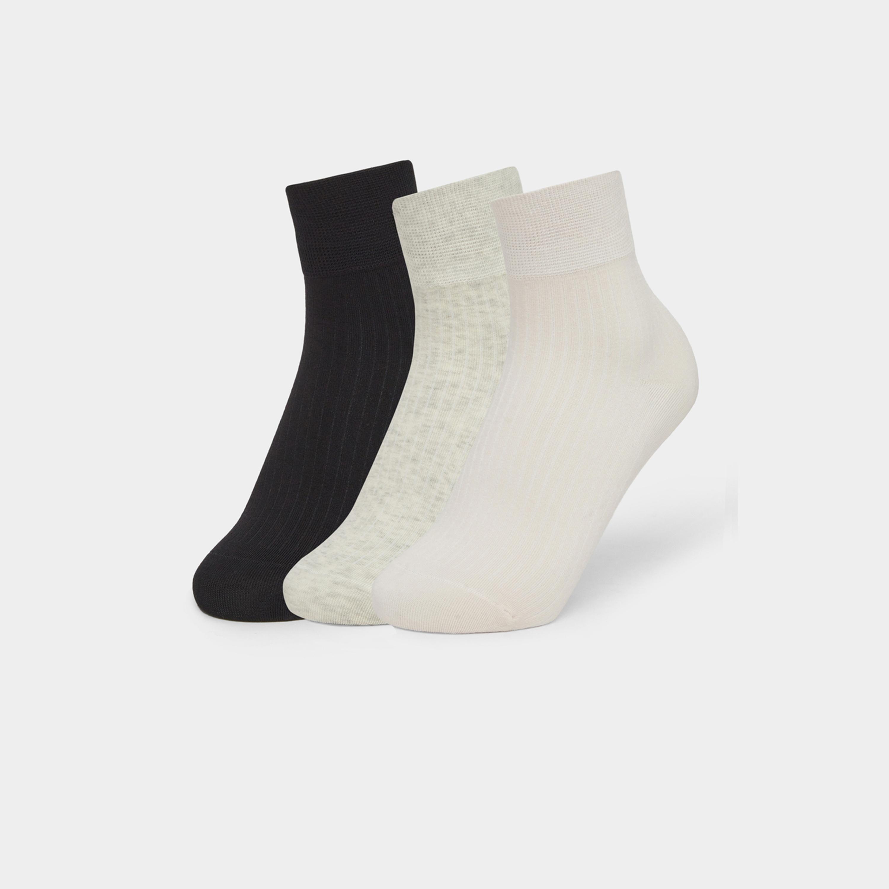 Styli Pack of 3 - Ribbed Crew Socks-women-socksandstockings-image-1