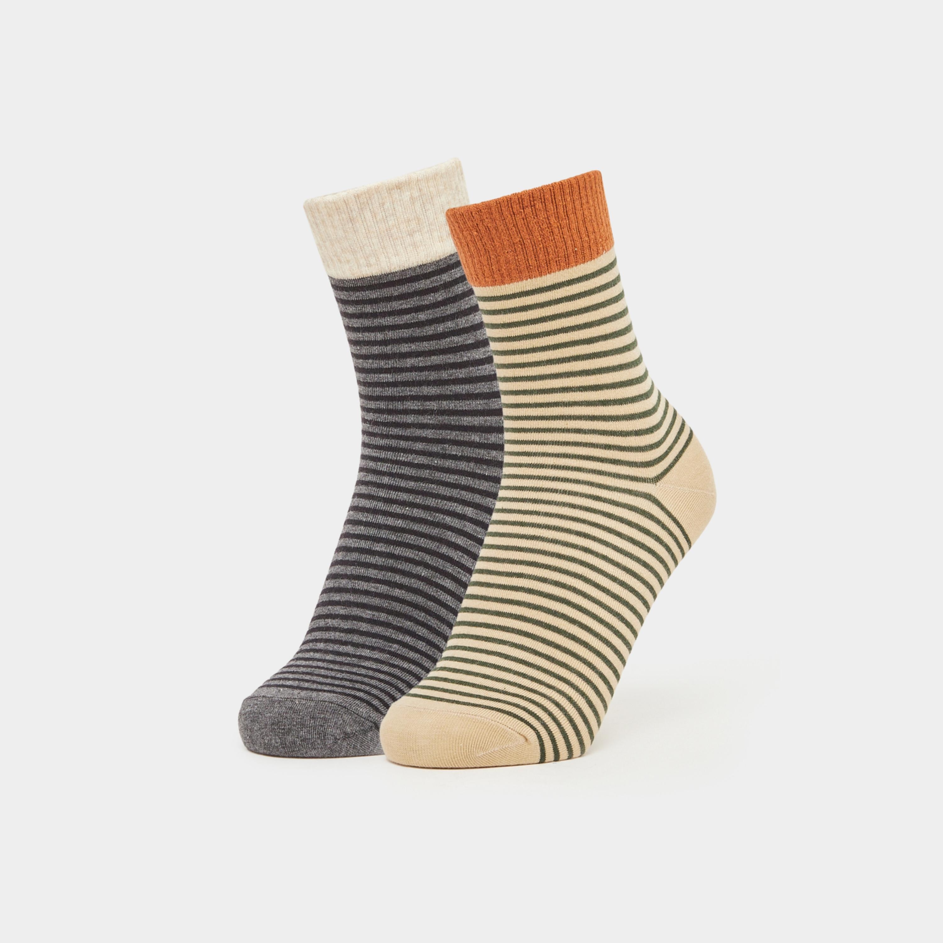 Styli Pack of 2 - Striped Crew Socks-women-socksandstockings-image-1
