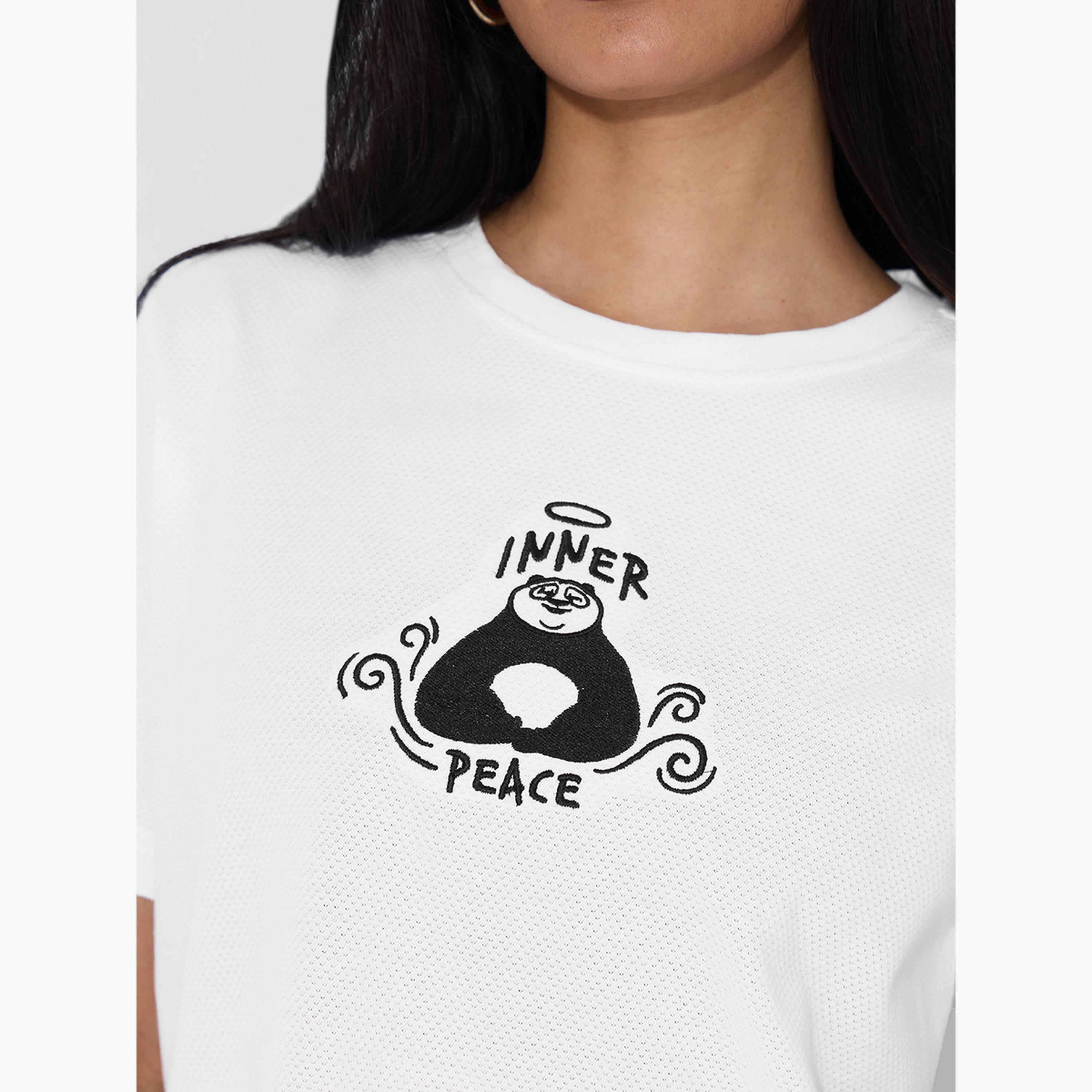 The Souled Store X Styli White Panda Graphic Relaxed Fit T-Shirt-women-clothing-tshirts-image-5