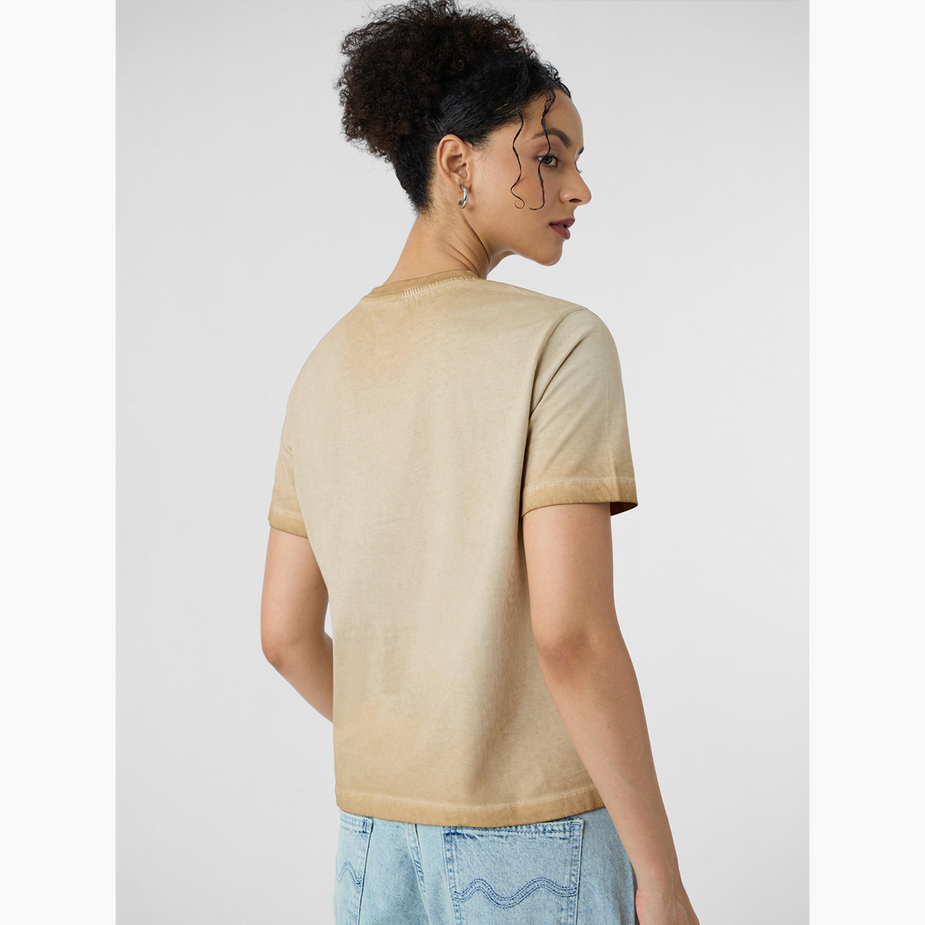 The Souled Store X Styli Beige Embroidered Washed T-Shirt-women-clothing-tshirts-image-4