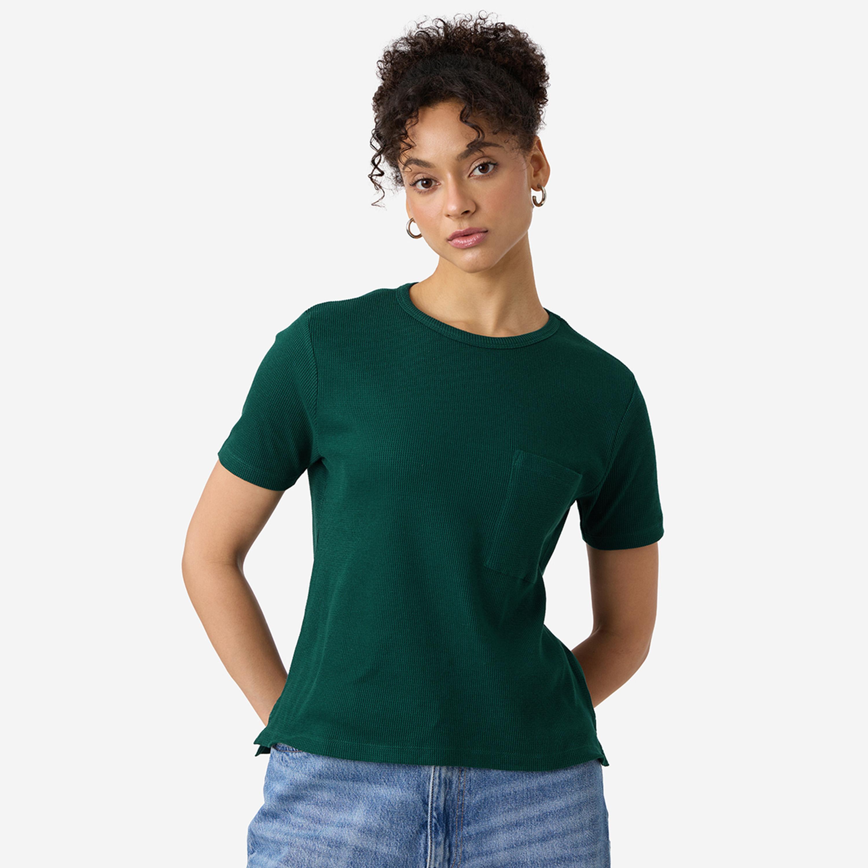 ذا سولد ستور × ستايلي - تي شيرت أخضر قطني مضلع-women-clothing-tshirts-image-1