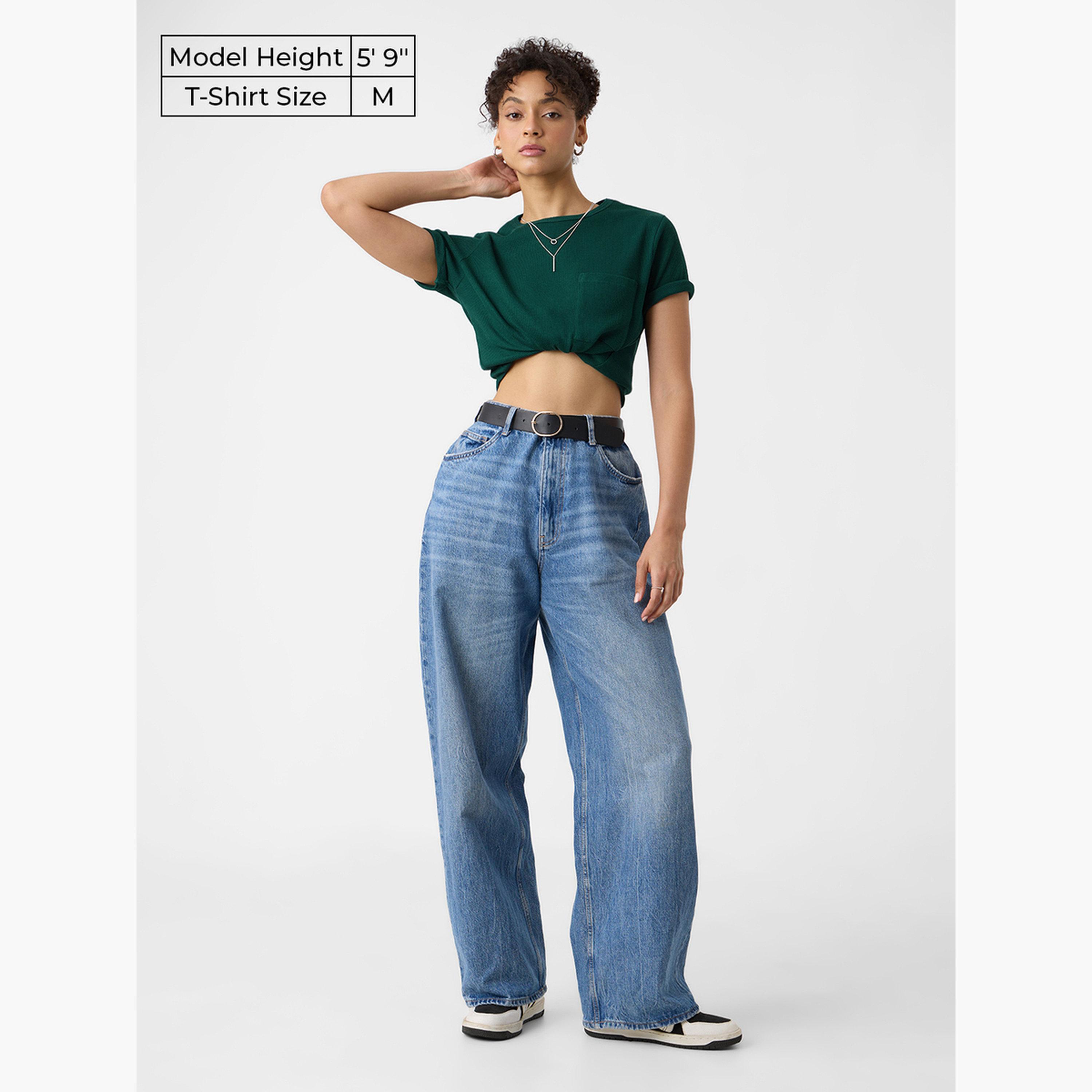 ذا سولد ستور × ستايلي - تي شيرت أخضر قطني مضلع-women-clothing-tshirts-image-2