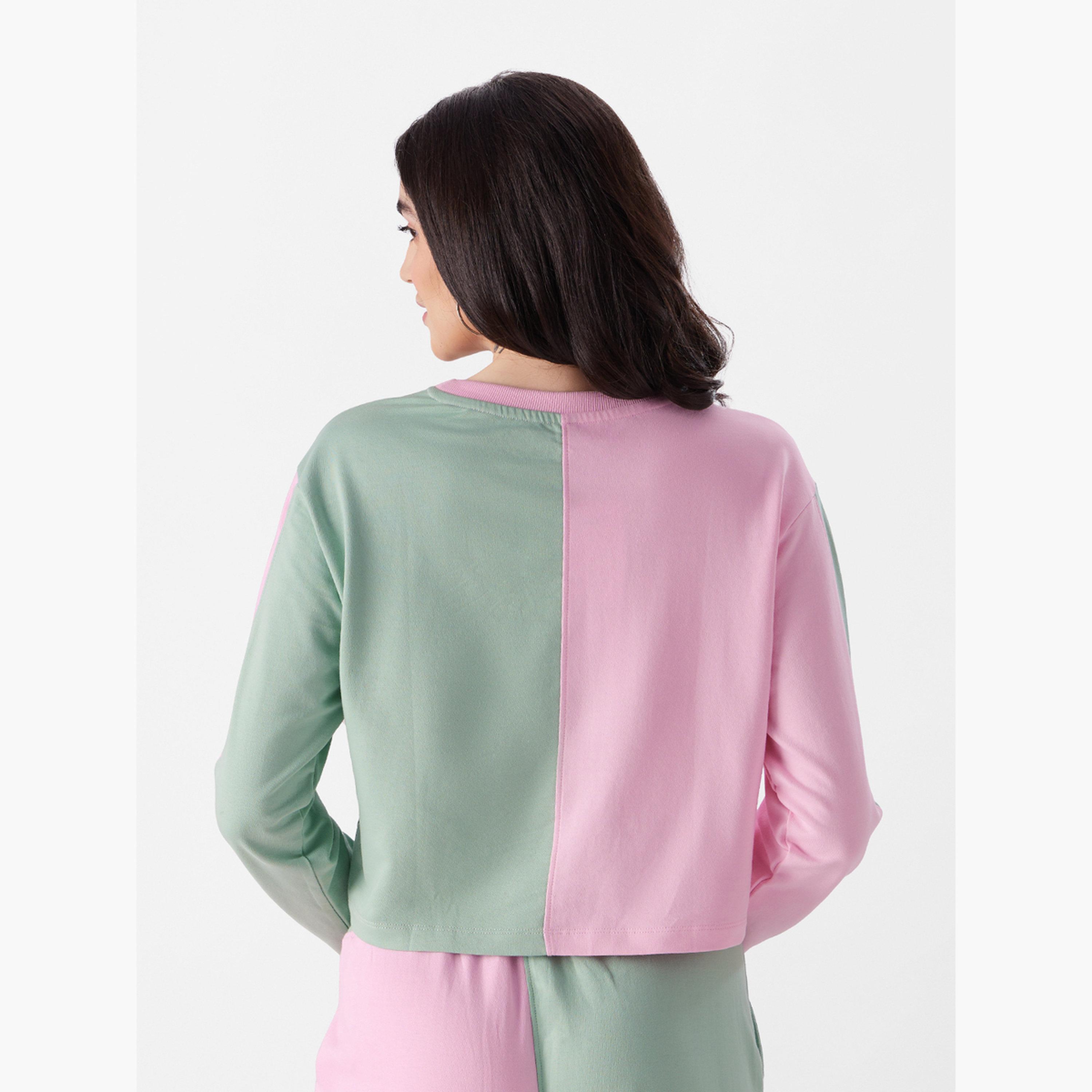 The Souled Store X Styli Color Block Relaxed Fit Crop T-Shirt-women-clothing-tshirts-image-4