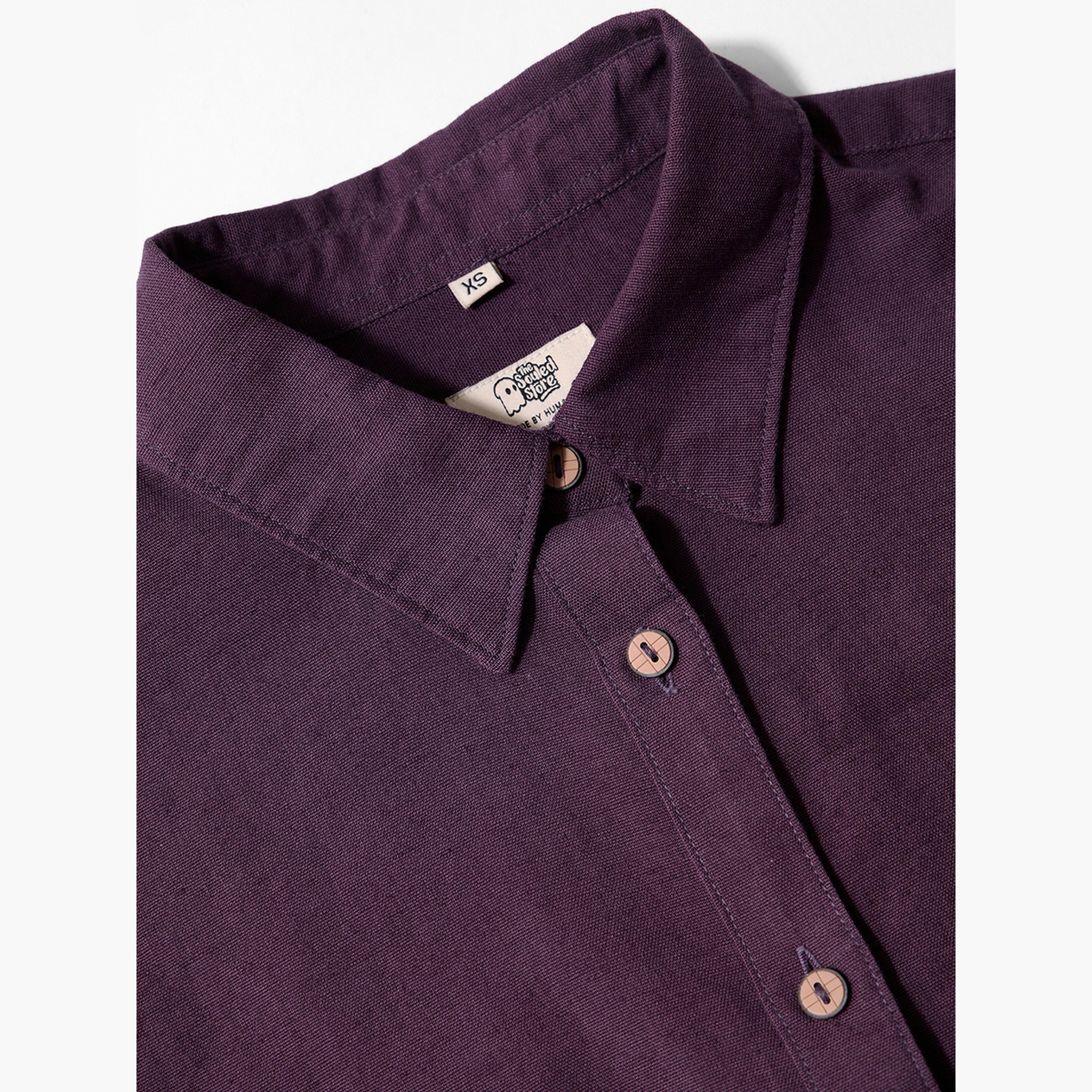 ذا سولد ستور × ستايلي - قميص أرجواني من القطن والكتان بأكمام طويلة-women-clothing-shirtsandblouses-shirts-image-5