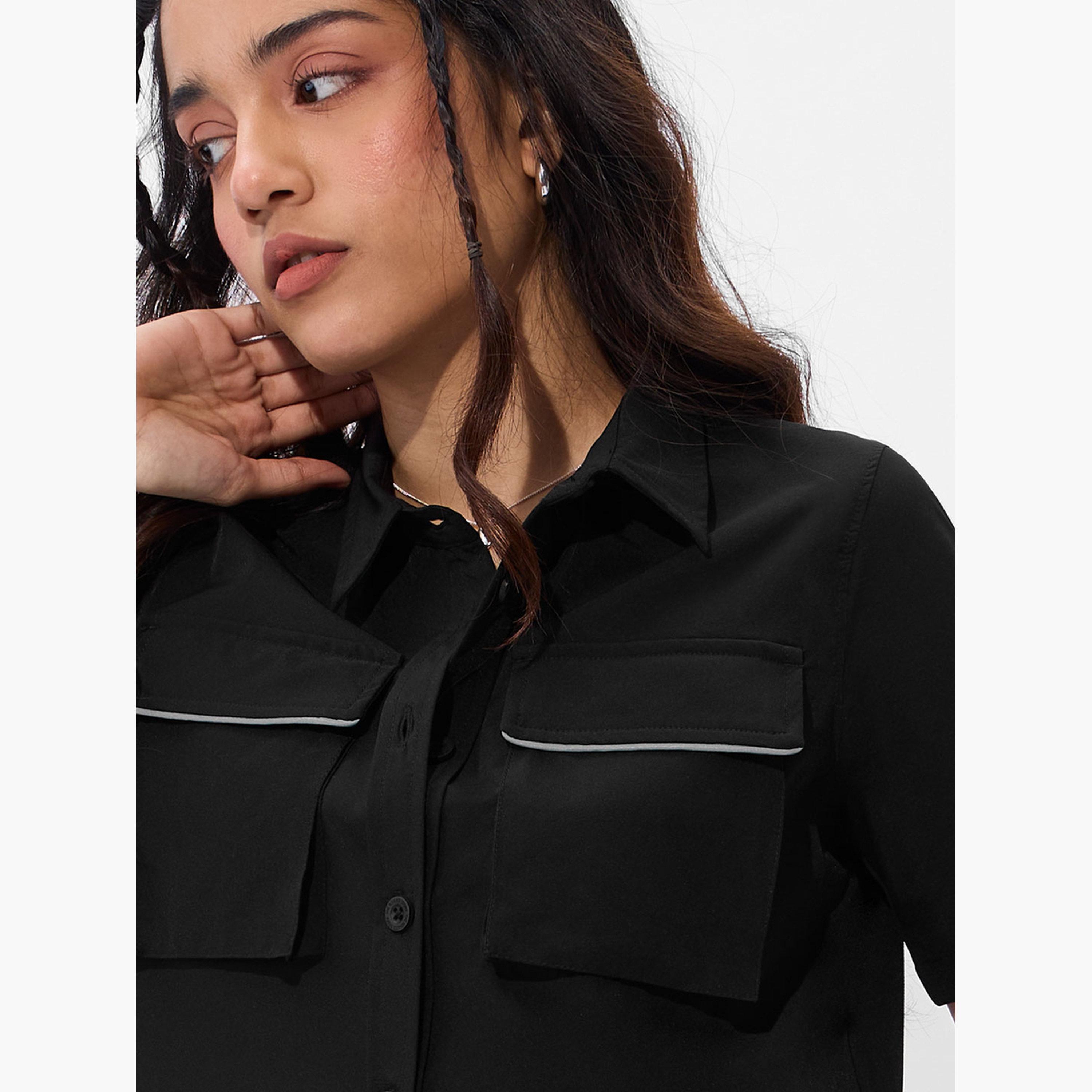 ذا سولد ستور × ستايلي - قميص قصير أسود مع جيب قابل للطي-women-clothing-shirtsandblouses-shirts-image-5