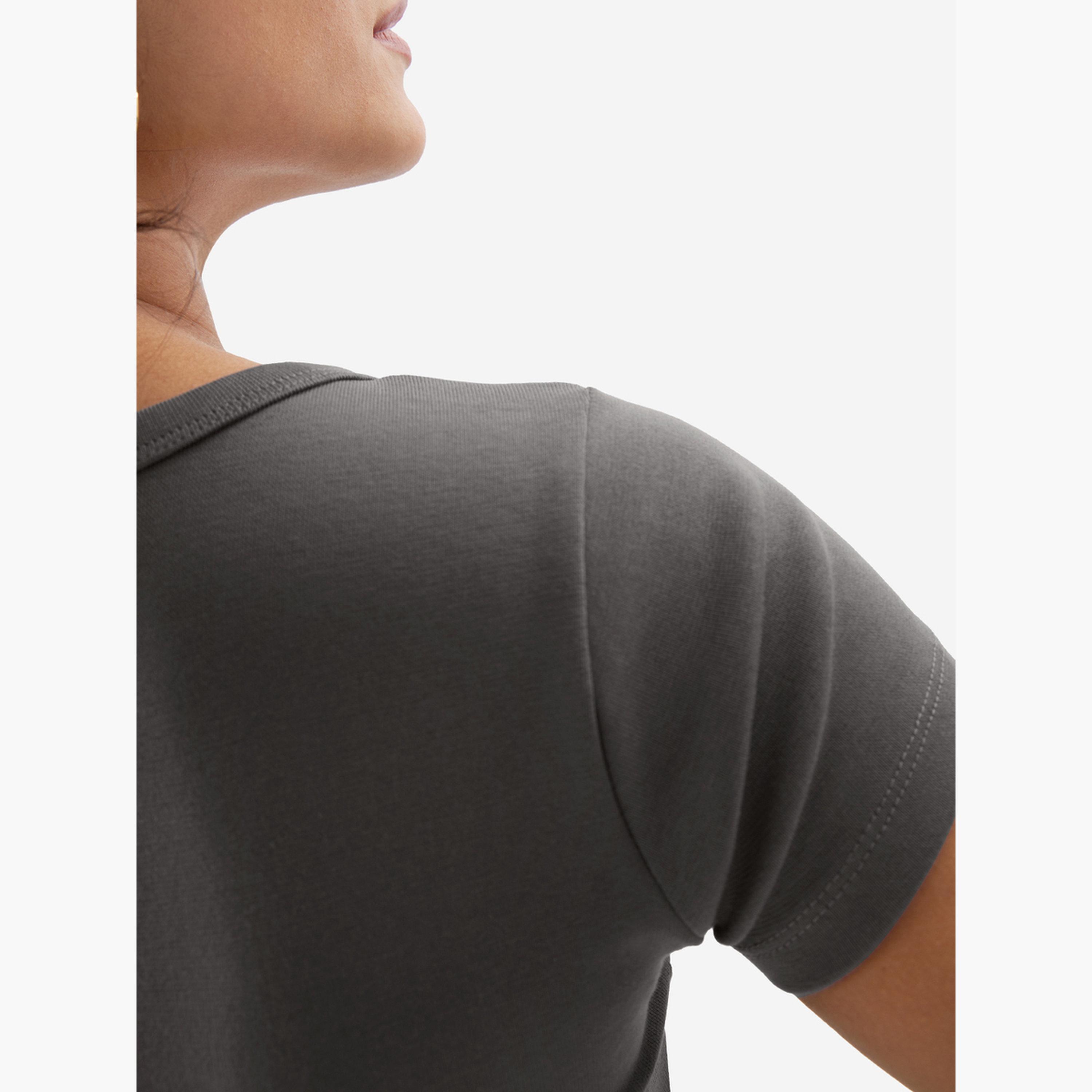The Souled Store X Styli Grey Fitted Crop T-Shirt-women-clothing-tshirts-image-5