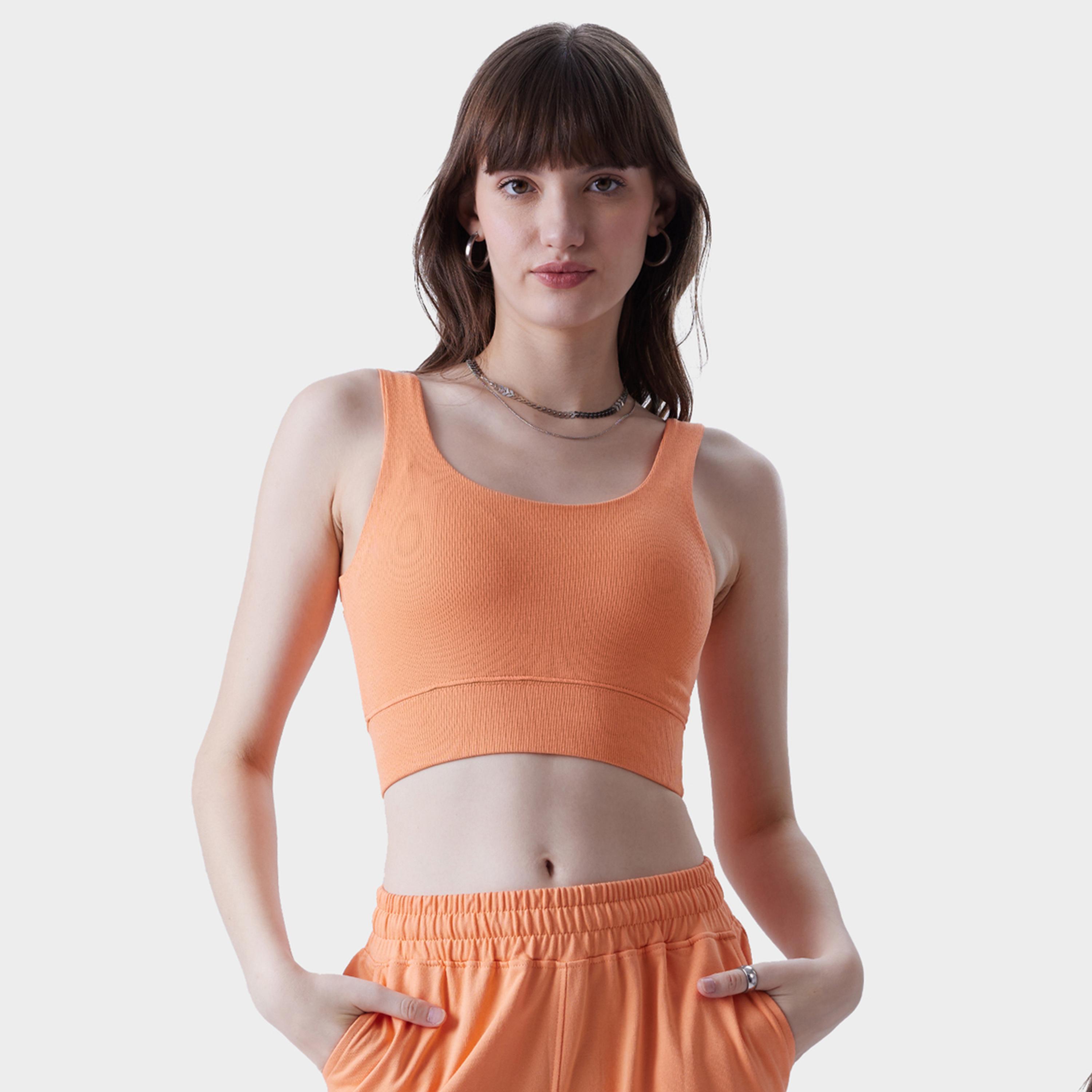 ذا سولد ستور × ستايلي - حمالة صدر برتقالية مضلعة بفتحة رقبة دائرية-women-clothing-tshirts-image-1