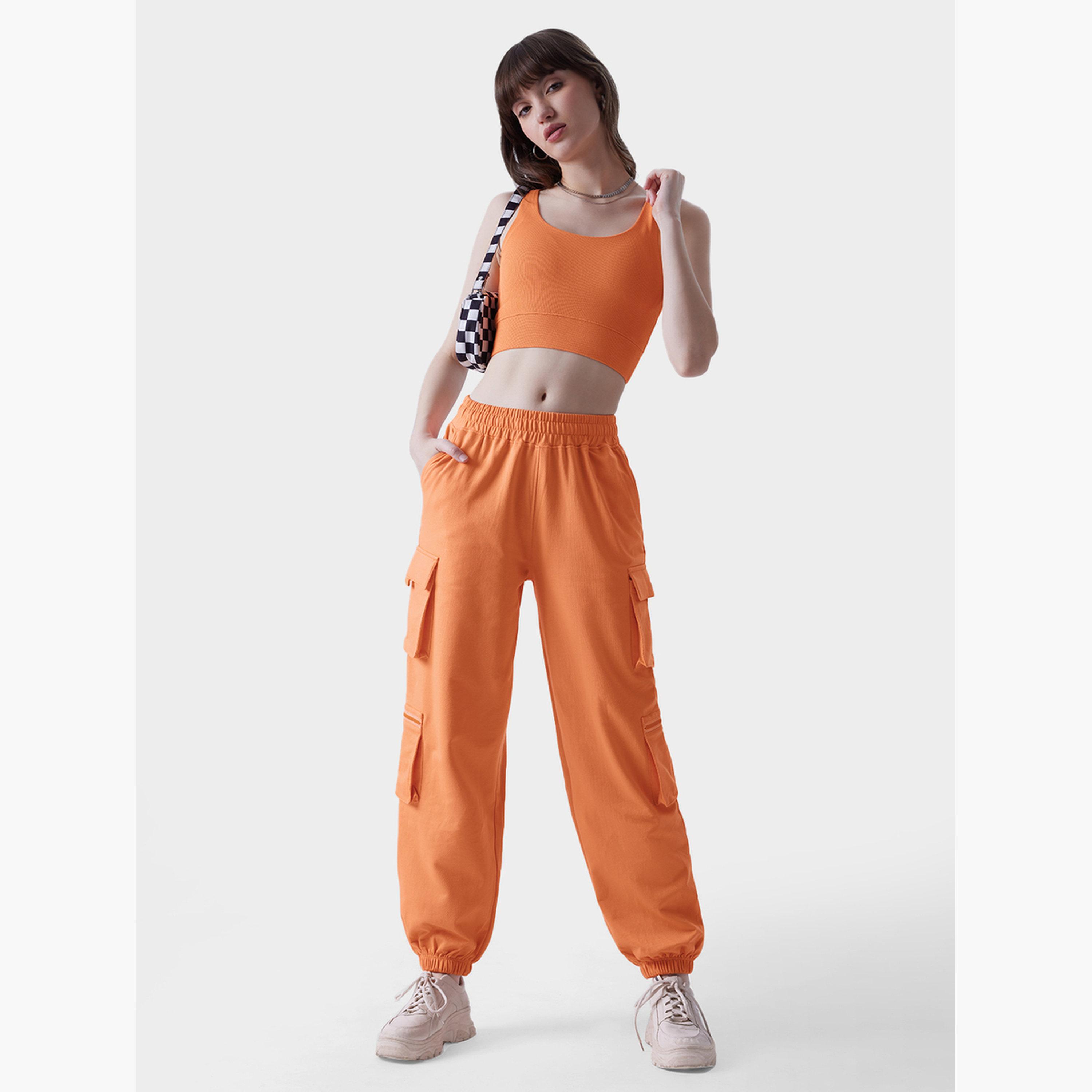 ذا سولد ستور × ستايلي - حمالة صدر برتقالية مضلعة بفتحة رقبة دائرية-women-clothing-tshirts-image-2