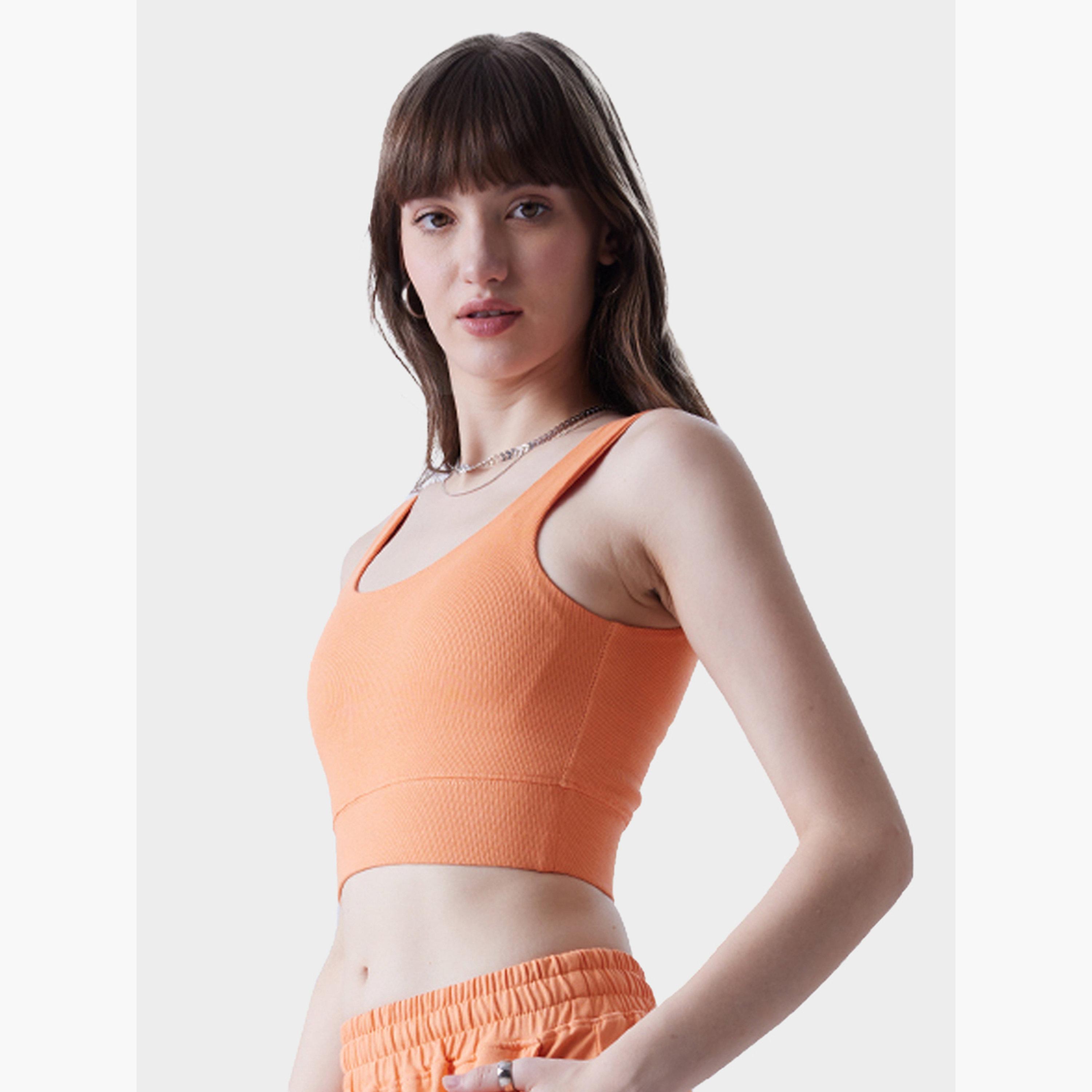 ذا سولد ستور × ستايلي - حمالة صدر برتقالية مضلعة بفتحة رقبة دائرية-women-clothing-tshirts-image-3