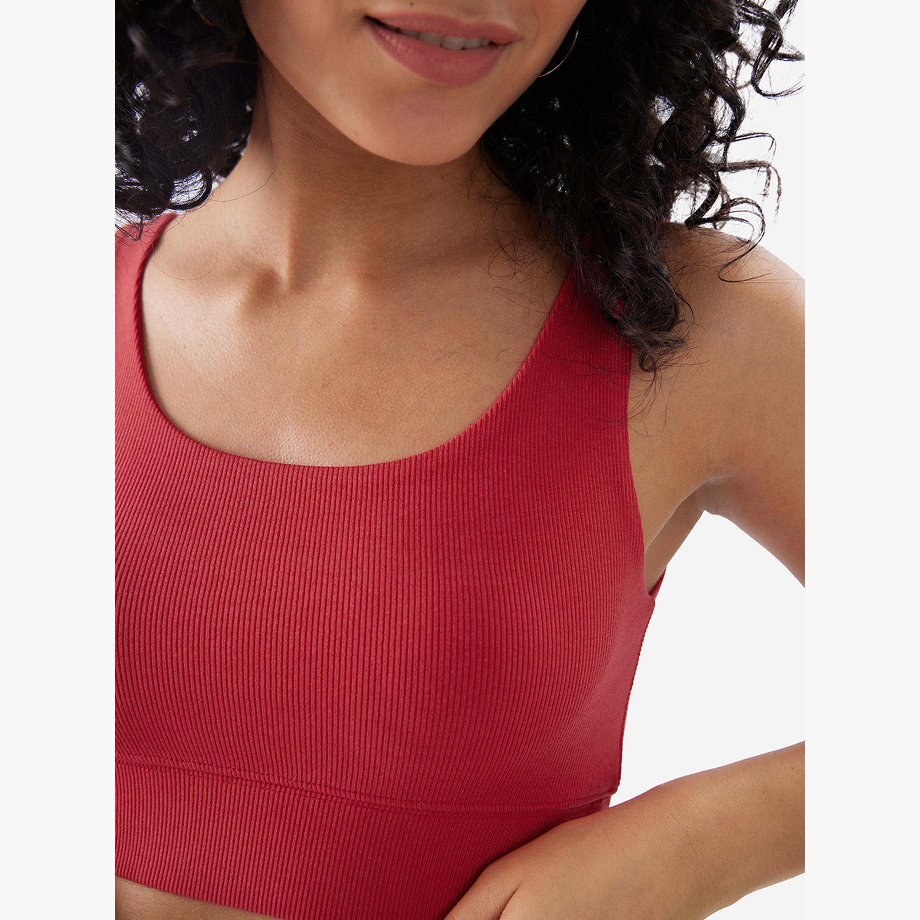 ذا سولد ستور × ستايلي - حمالة صدر حمراء مضلعة بفتحة رقبة دائرية-women-clothing-tshirts-image-5