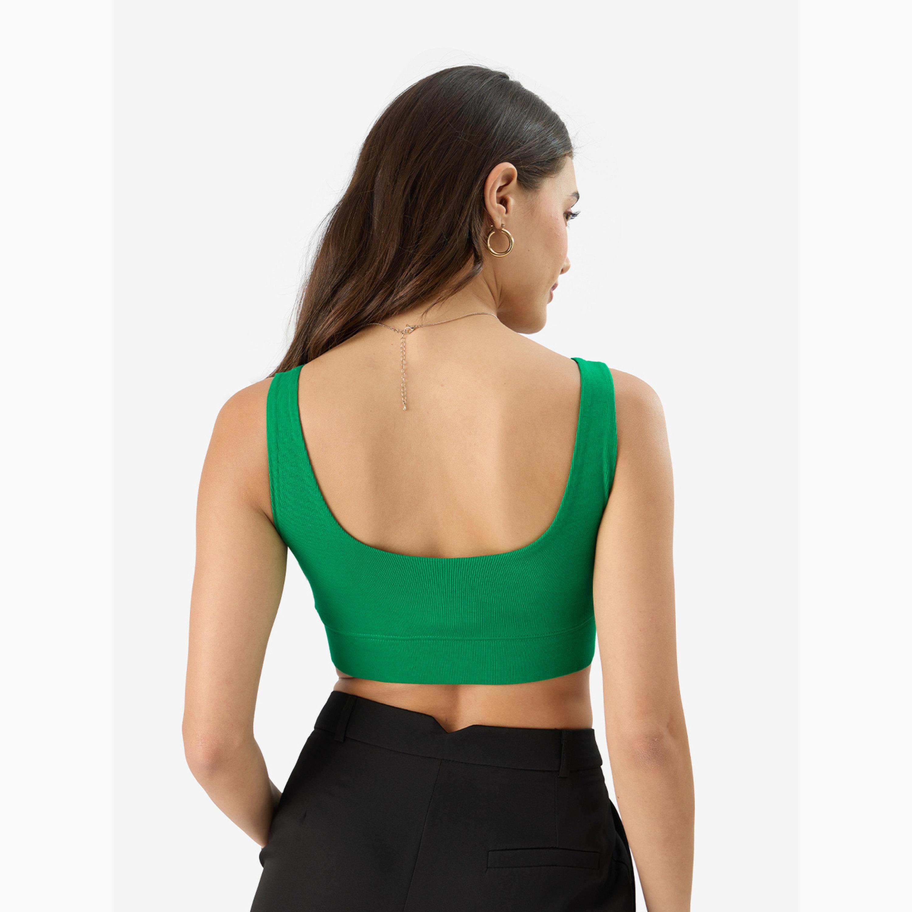 ذا سولد ستور × ستايلي - حمالة صدر خضراء مضلعة برقبة دائرية-women-clothing-tshirts-image-4