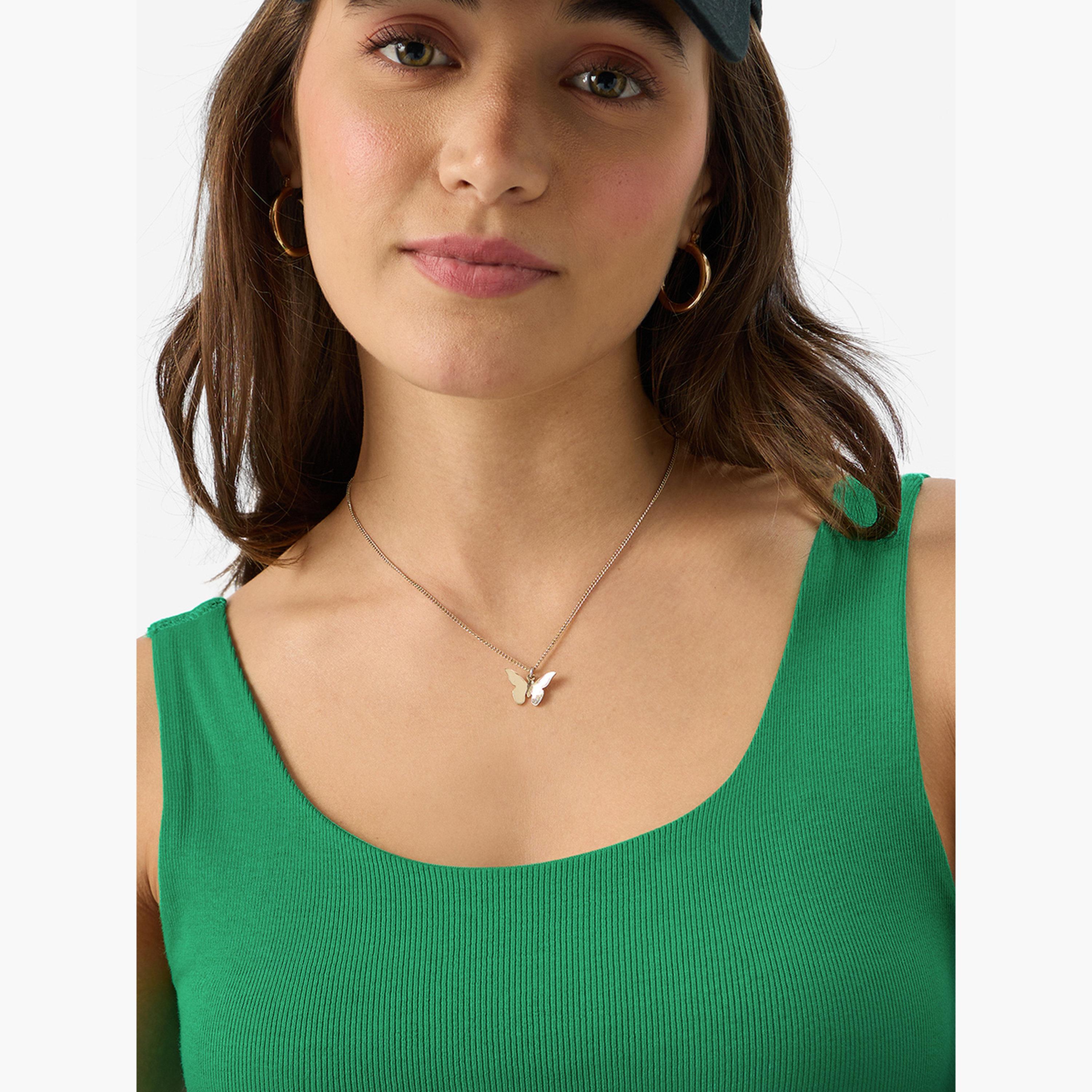ذا سولد ستور × ستايلي - حمالة صدر خضراء مضلعة برقبة دائرية-women-clothing-tshirts-image-5