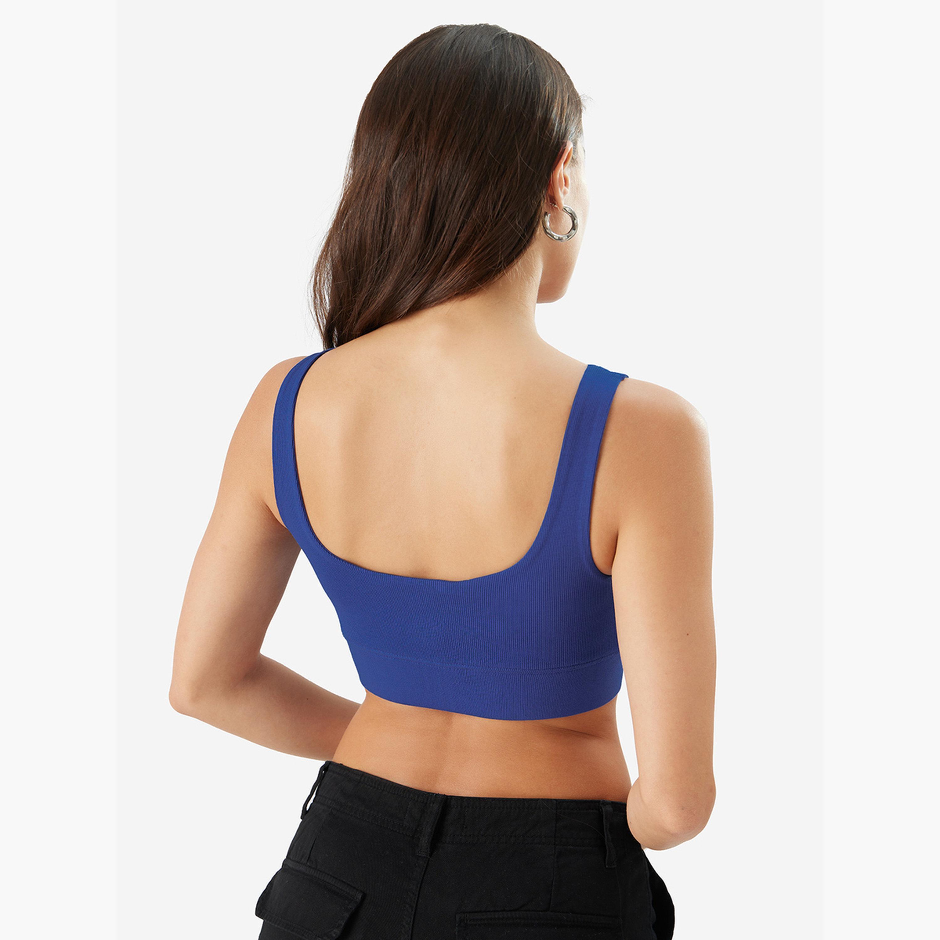The Souled Store X Styli Blue Scoop Neck Ribbed Bralette-women-clothing-tshirts-image-4