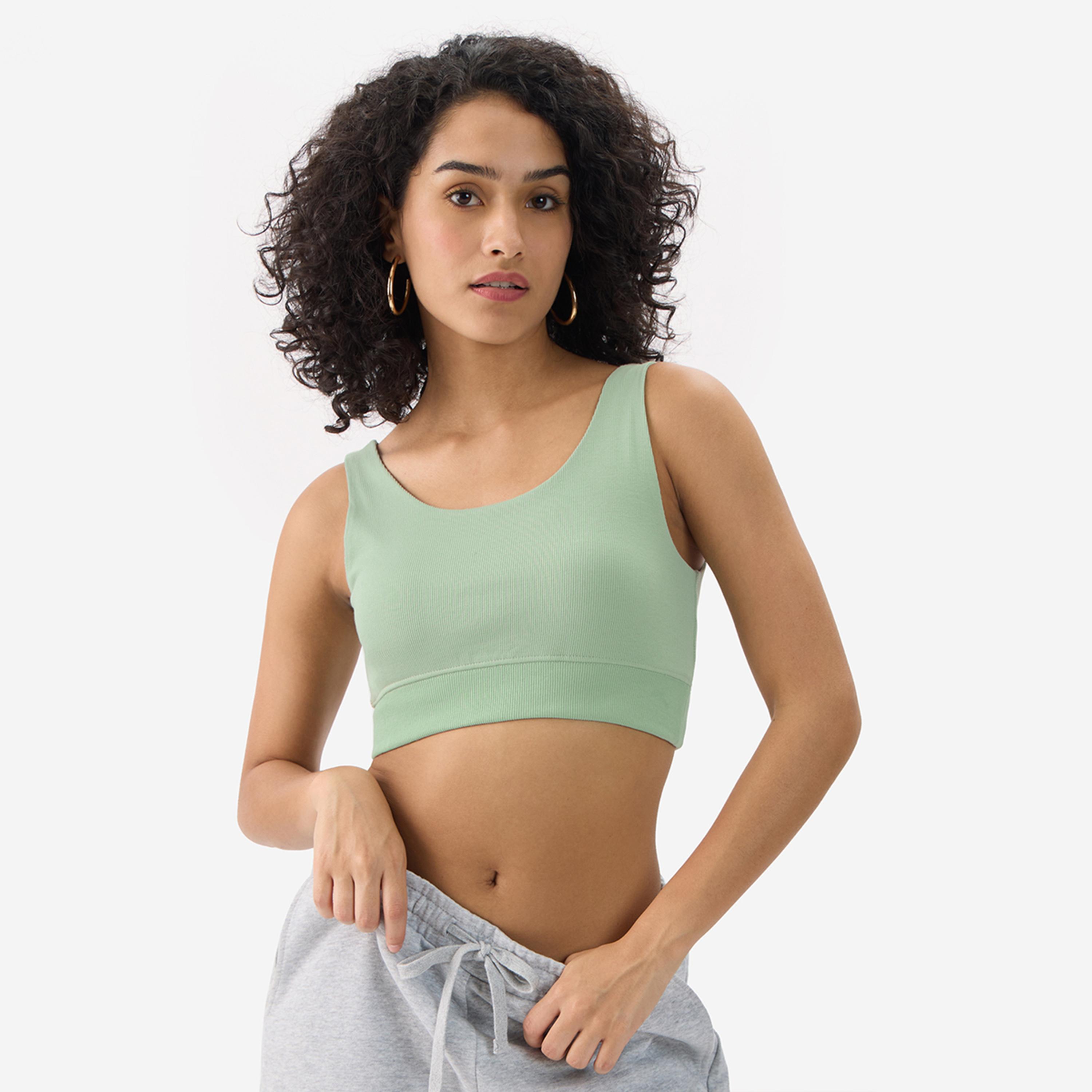 ذا سولد ستور × ستايلي - حمالة صدر خضراء مضلعة برقبة دائرية-women-clothing-tshirts-image-1