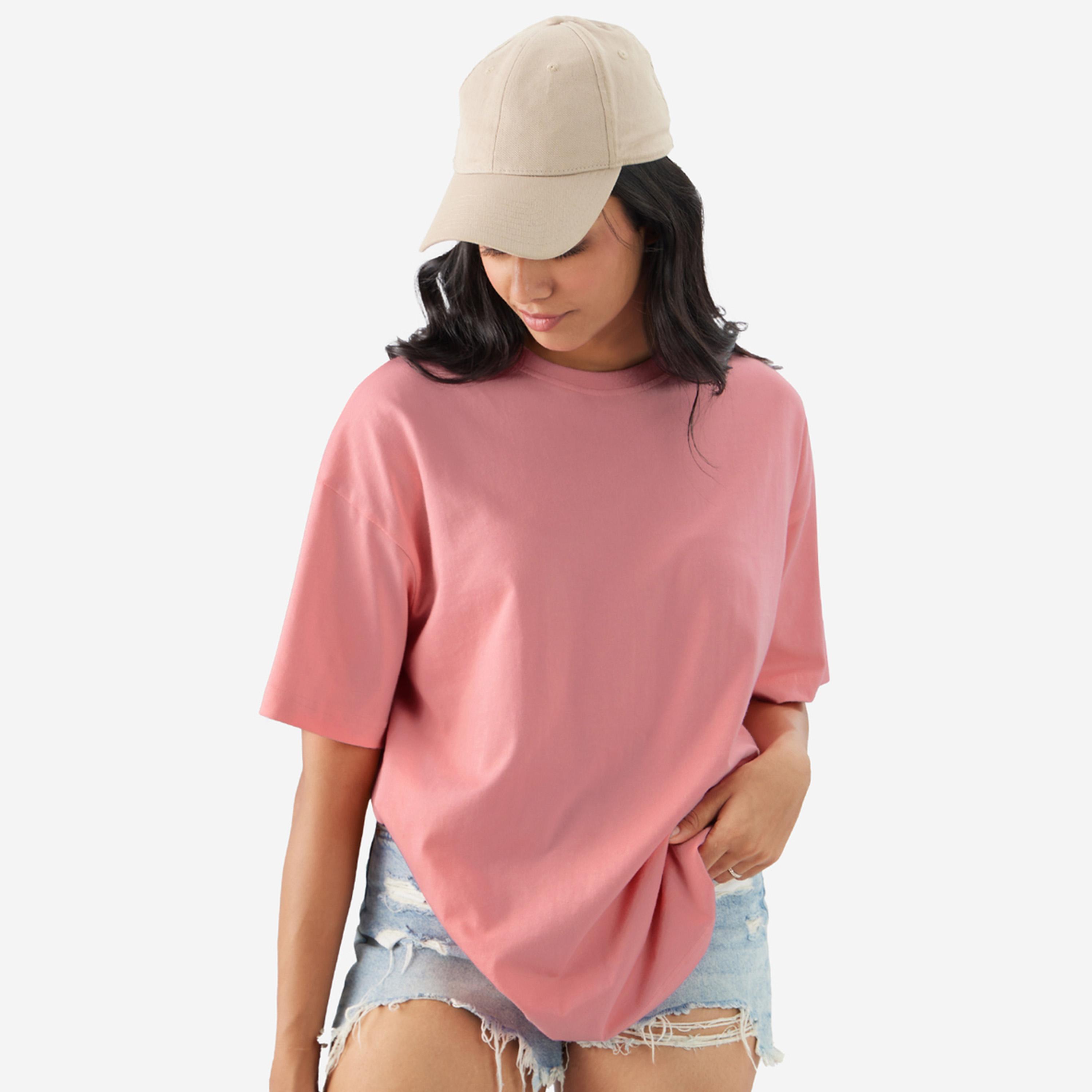 ذا سولد ستور × ستايلي - تي شيرت وردي حجم كبير برقبة دائرية-women-clothing-tshirts-image-1
