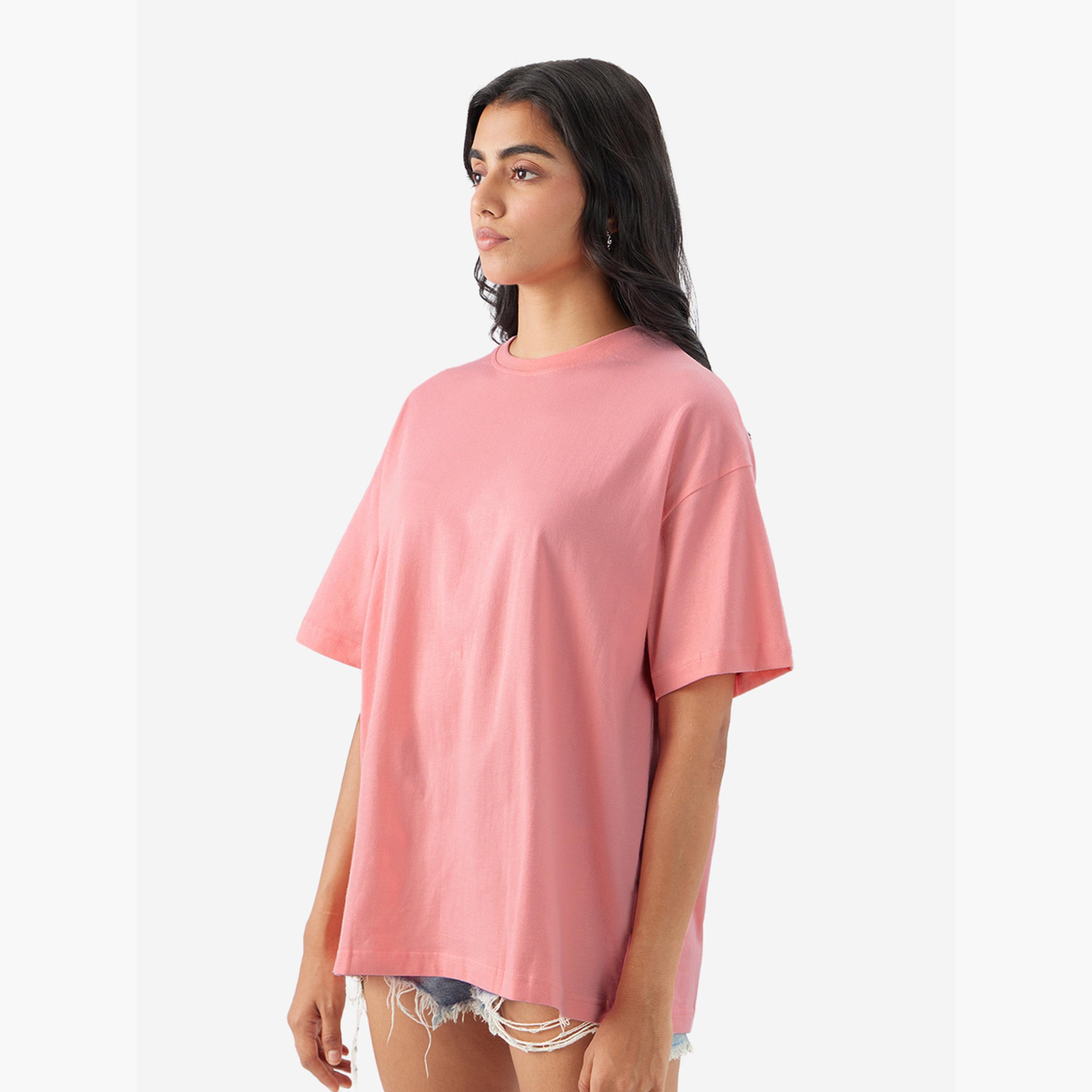 ذا سولد ستور × ستايلي - تي شيرت وردي حجم كبير برقبة دائرية-women-clothing-tshirts-image-3