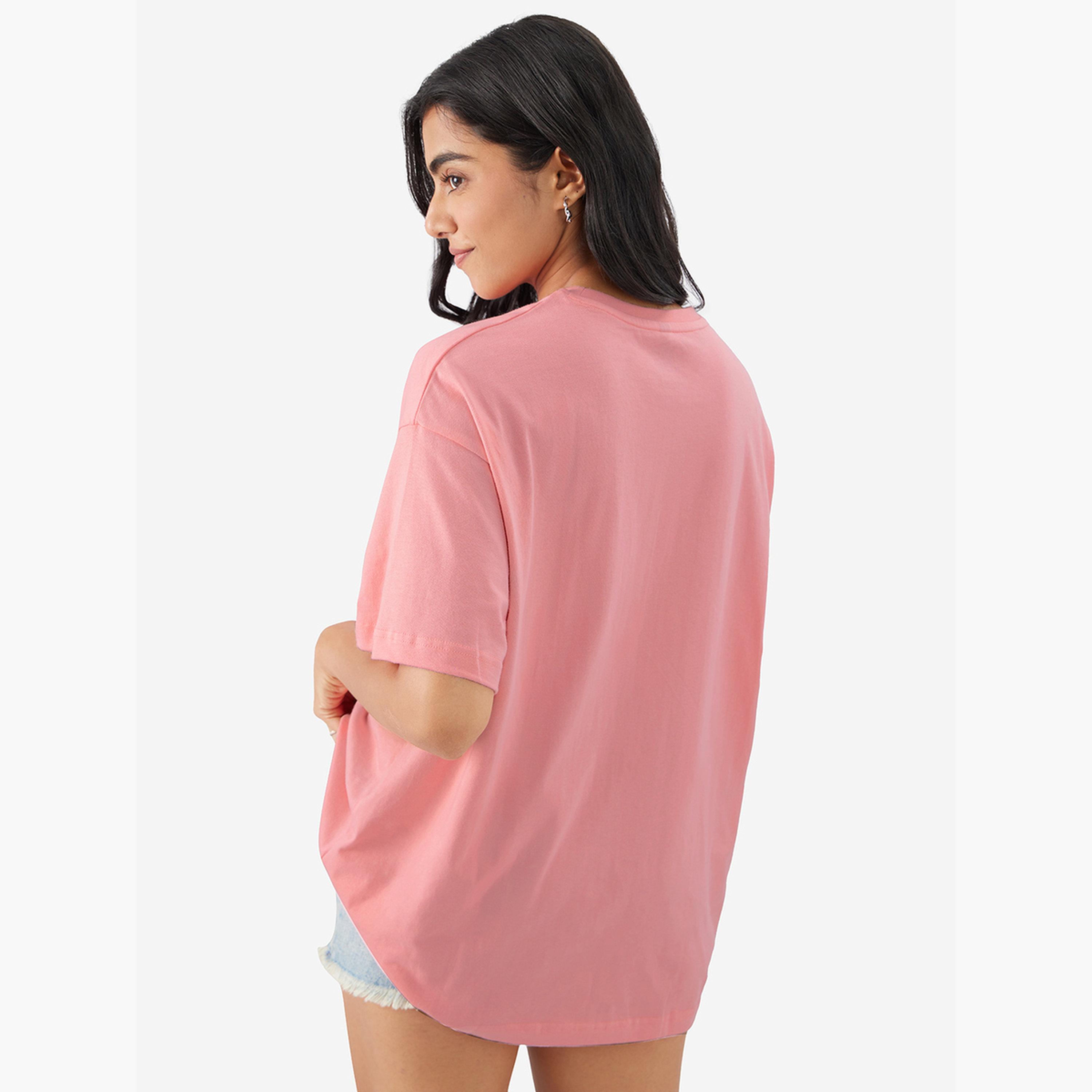 ذا سولد ستور × ستايلي - تي شيرت وردي حجم كبير برقبة دائرية-women-clothing-tshirts-image-4