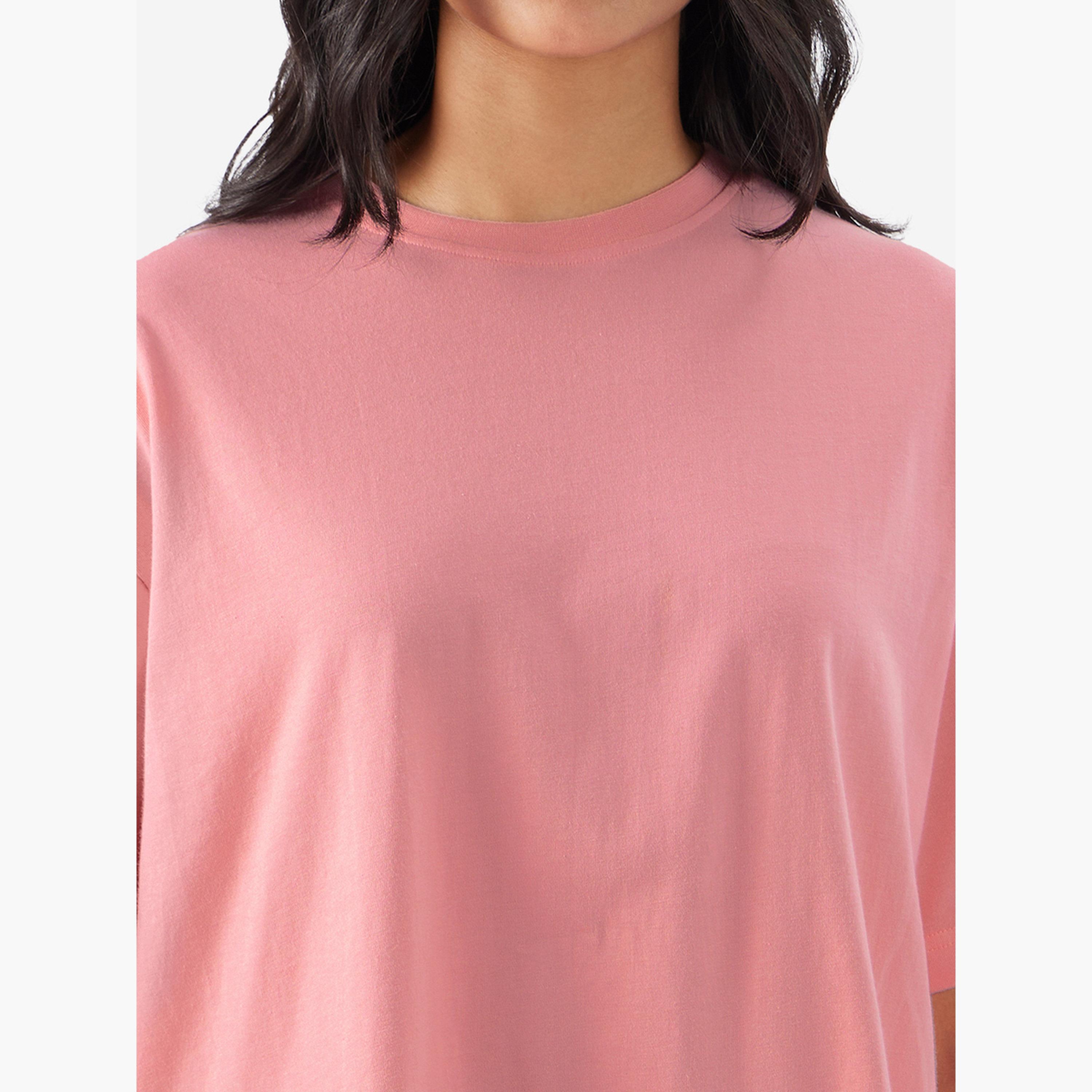 ذا سولد ستور × ستايلي - تي شيرت وردي حجم كبير برقبة دائرية-women-clothing-tshirts-image-5