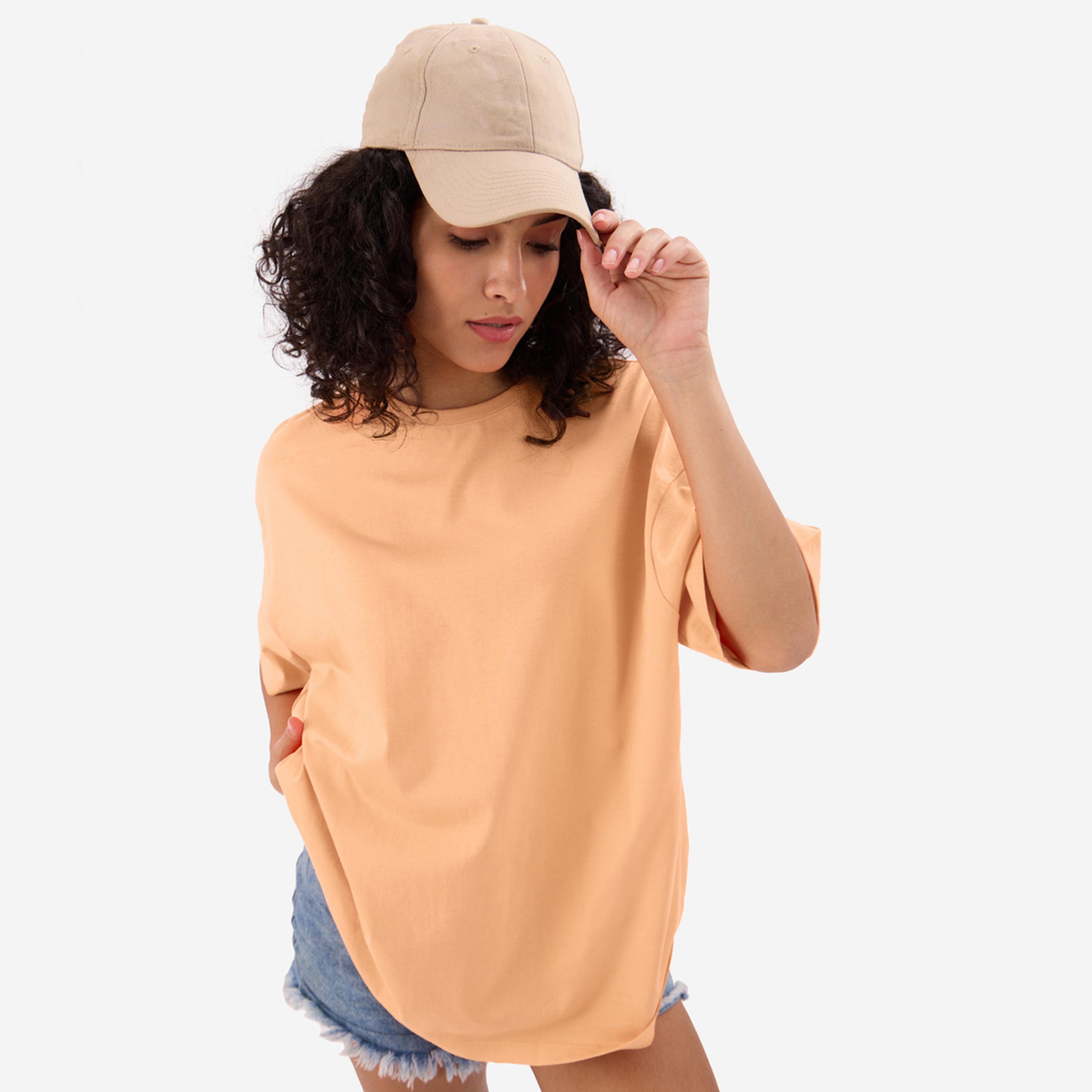 The Souled Store X Styli Orange Crew Neck Oversized T-Shirt-women-clothing-tshirts-image-1