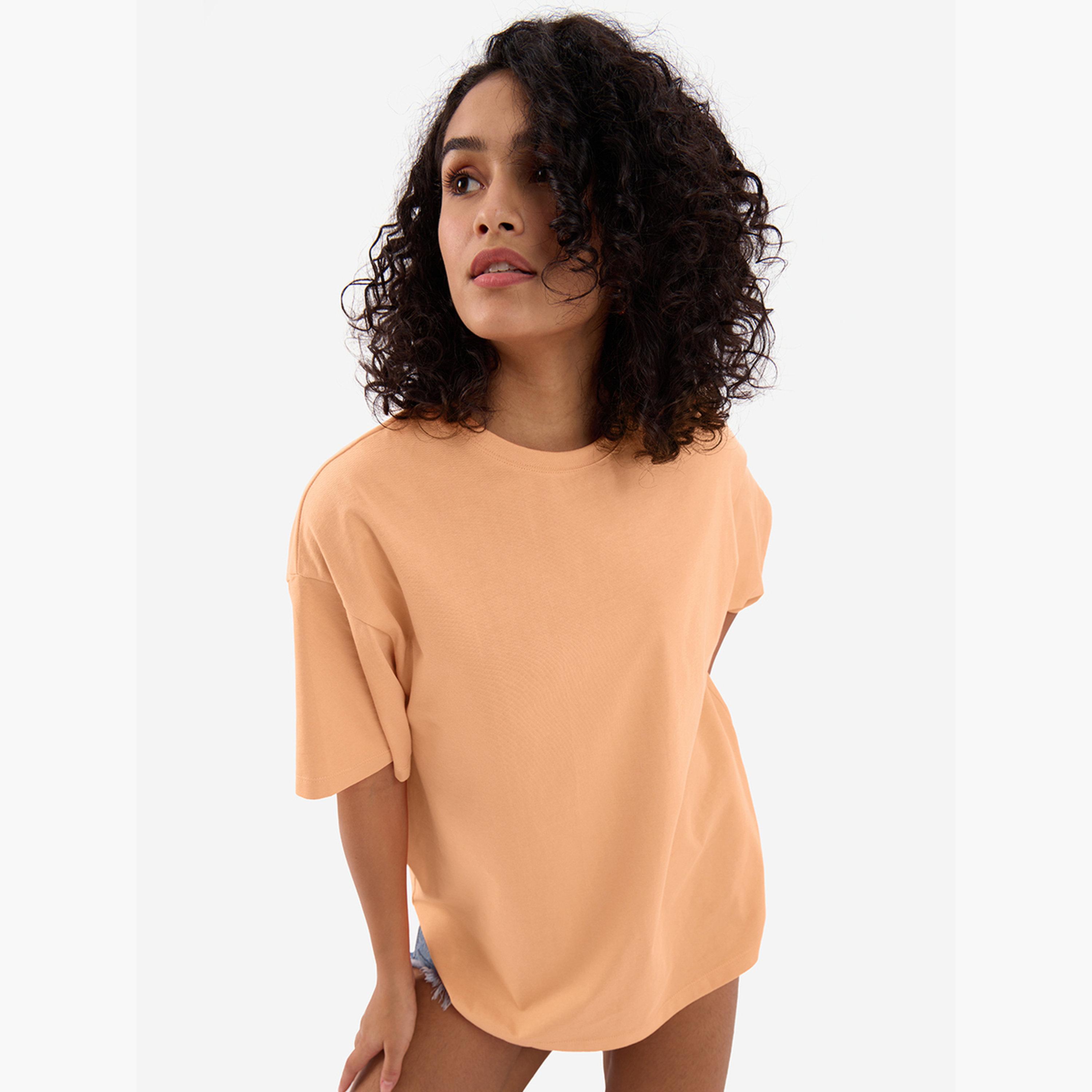 ذا سولد ستور × ستايلي - تي شيرت برتقالي حجم كبير برقبة دائرية-women-clothing-tshirts-image-5
