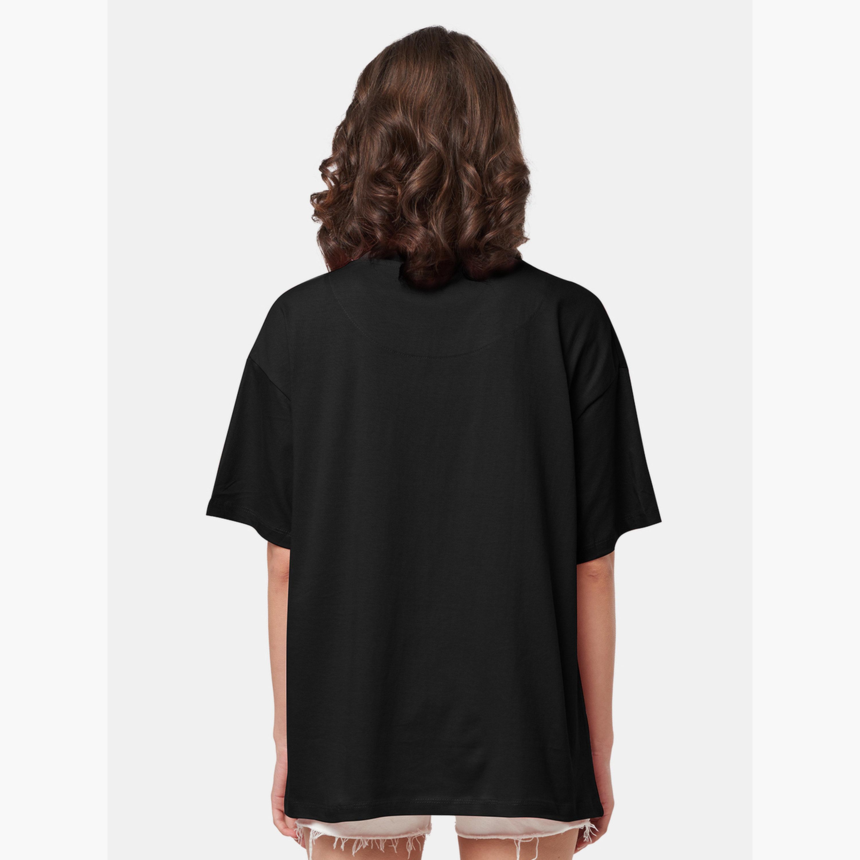 The Souled Store X Styli Black Oversized Longline T-Shirt-women-clothing-tshirts-image-5