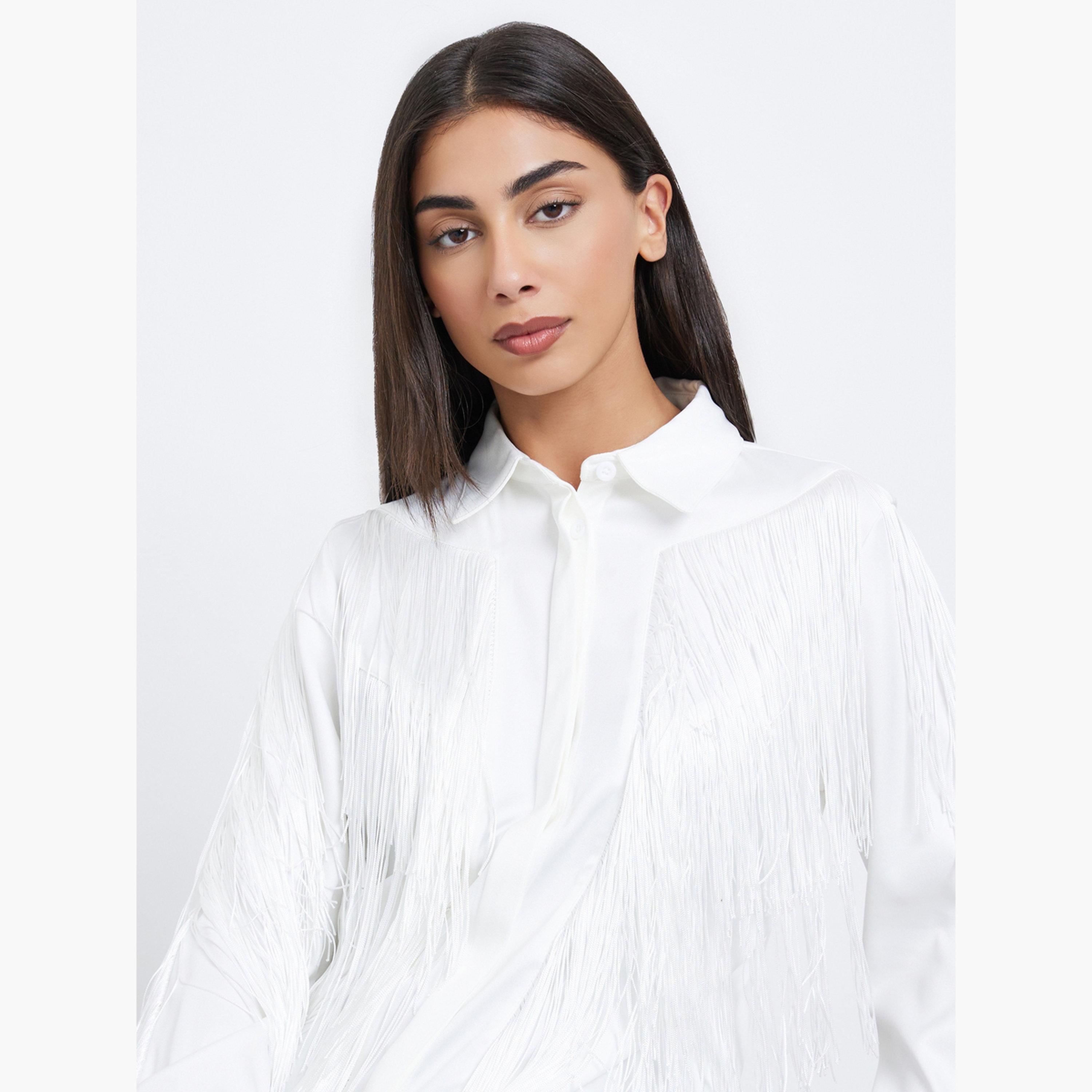 ستايلي - قميص أبيض مع هامش مخفي-women-clothing-shirtsandblouses-shirts-image-3
