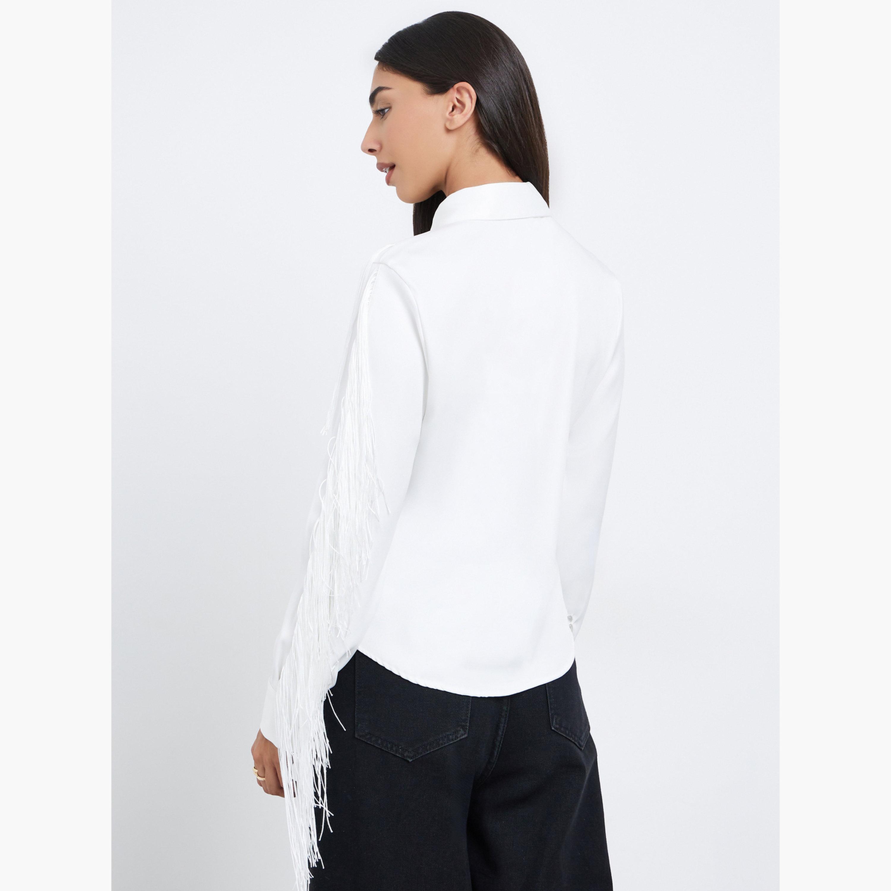 ستايلي - قميص أبيض مع هامش مخفي-women-clothing-shirtsandblouses-shirts-image-4
