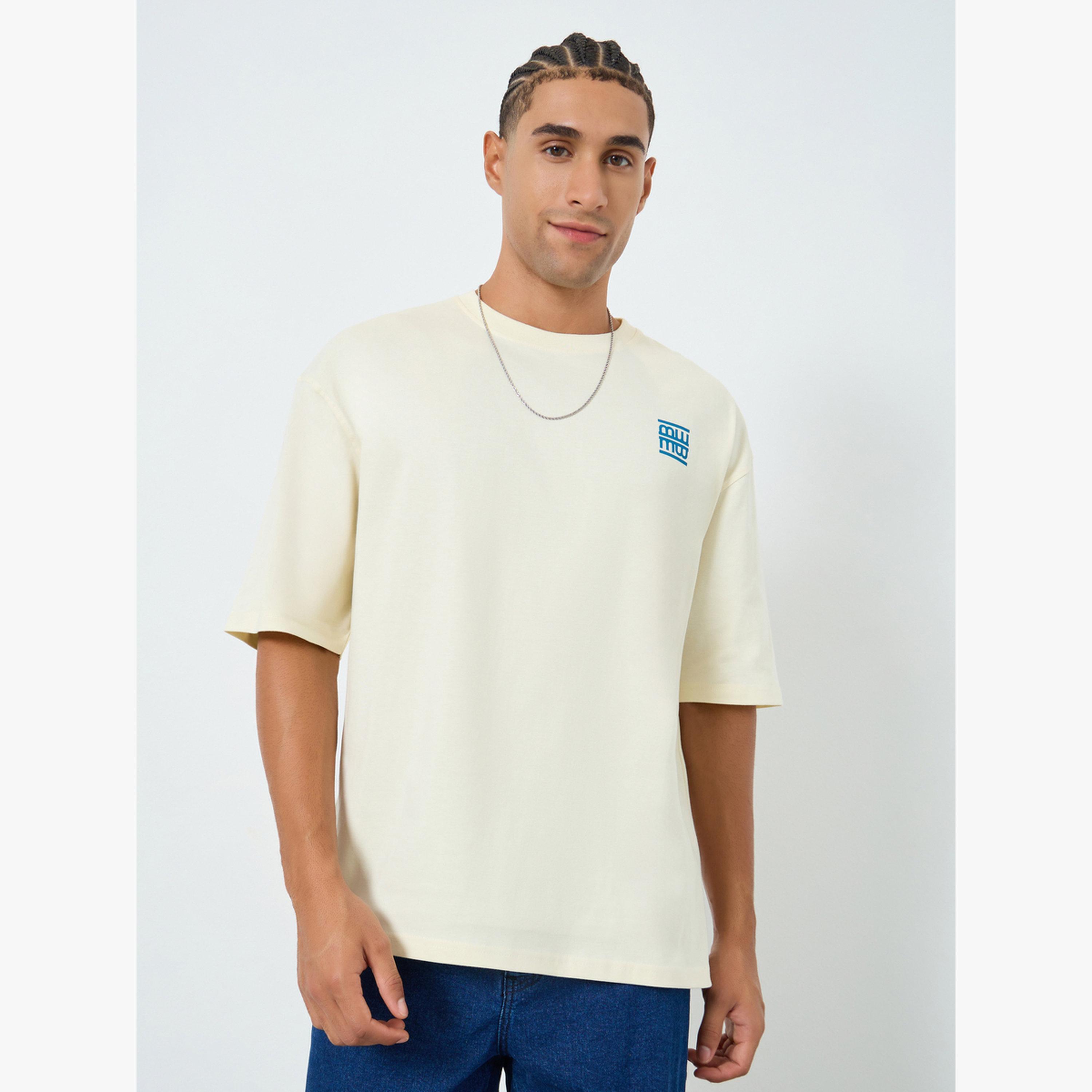 Styli Men Cream Graphic Print Oversized T-Shirt-men-clothing-tshirtsandpolos-tshirts-image-1