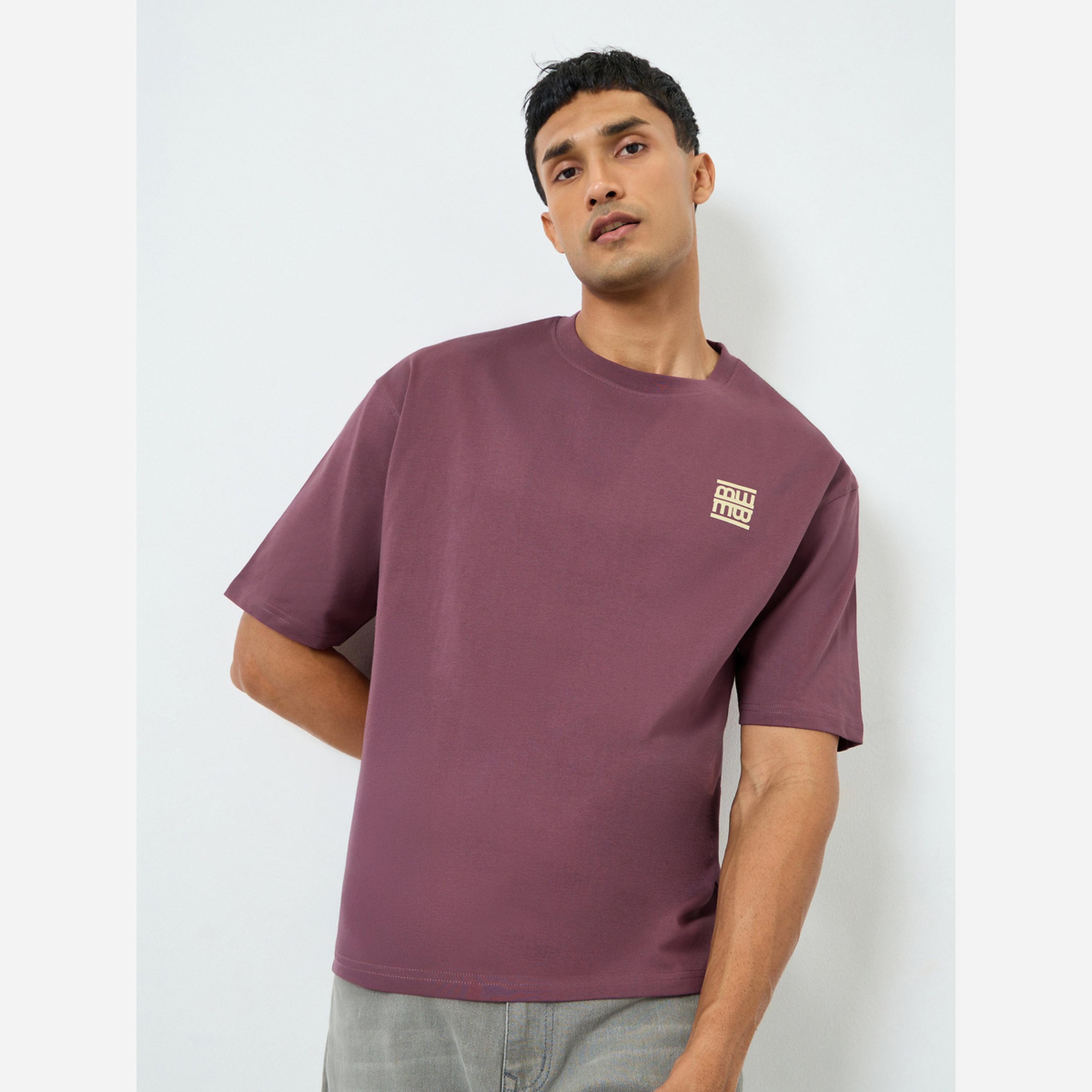 Styli Men Purple Graphic Print Oversized T-Shirt-men-clothing-tshirtsandpolos-tshirts-image-1