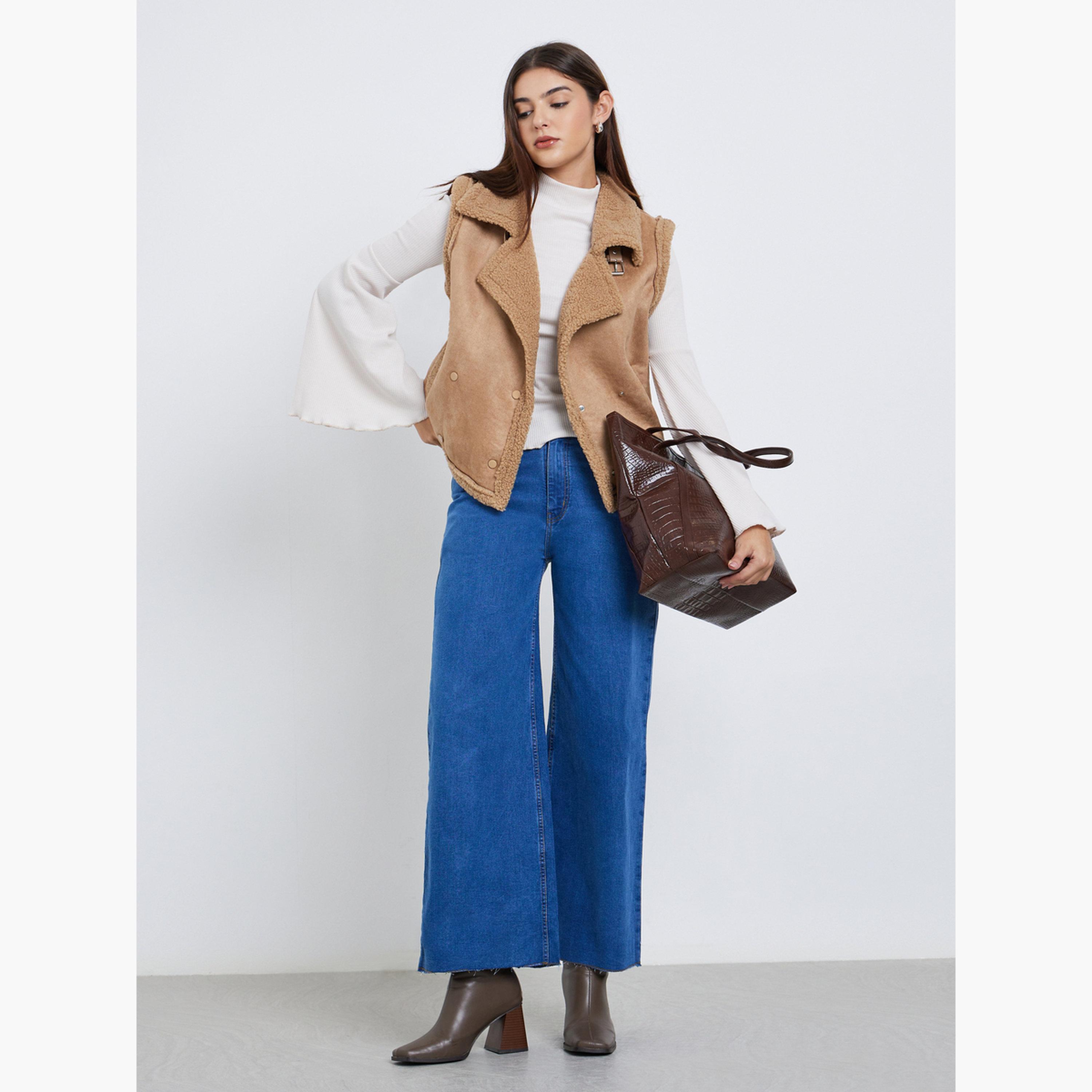 Styli Beige Sleeveless Faux Fur Lining Gilet-women-winterwear-coatsandjackets-jackets-image-2