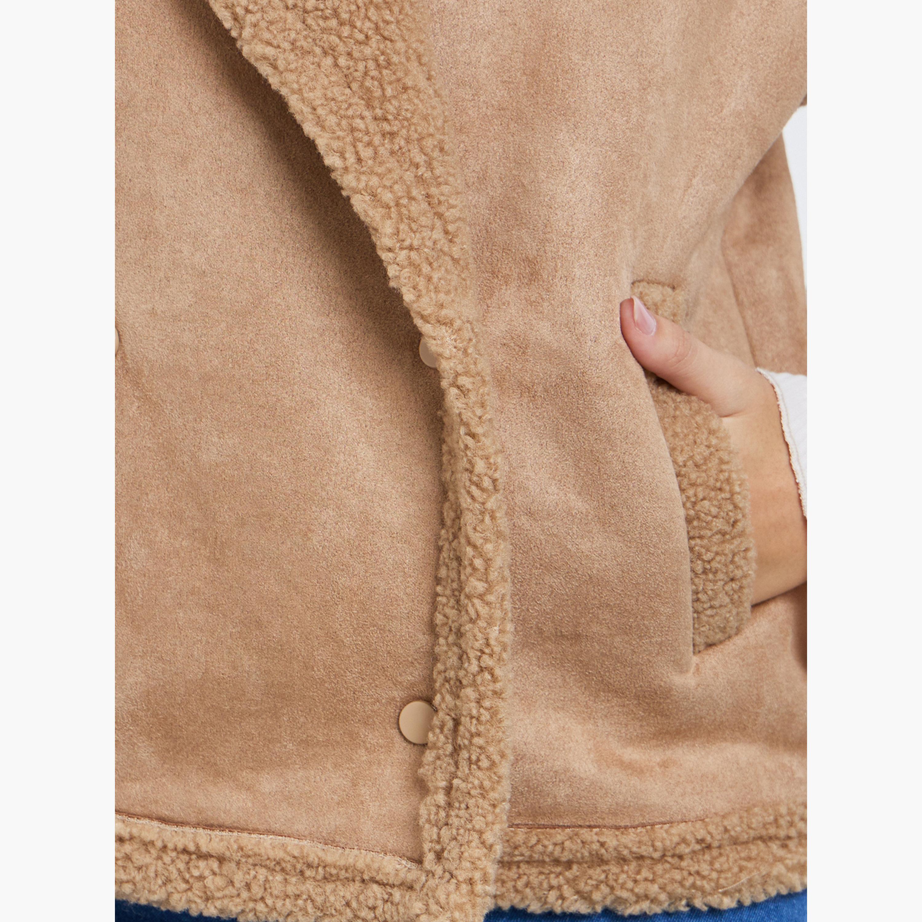 Styli Beige Sleeveless Faux Fur Lining Gilet-women-winterwear-coatsandjackets-jackets-image-3