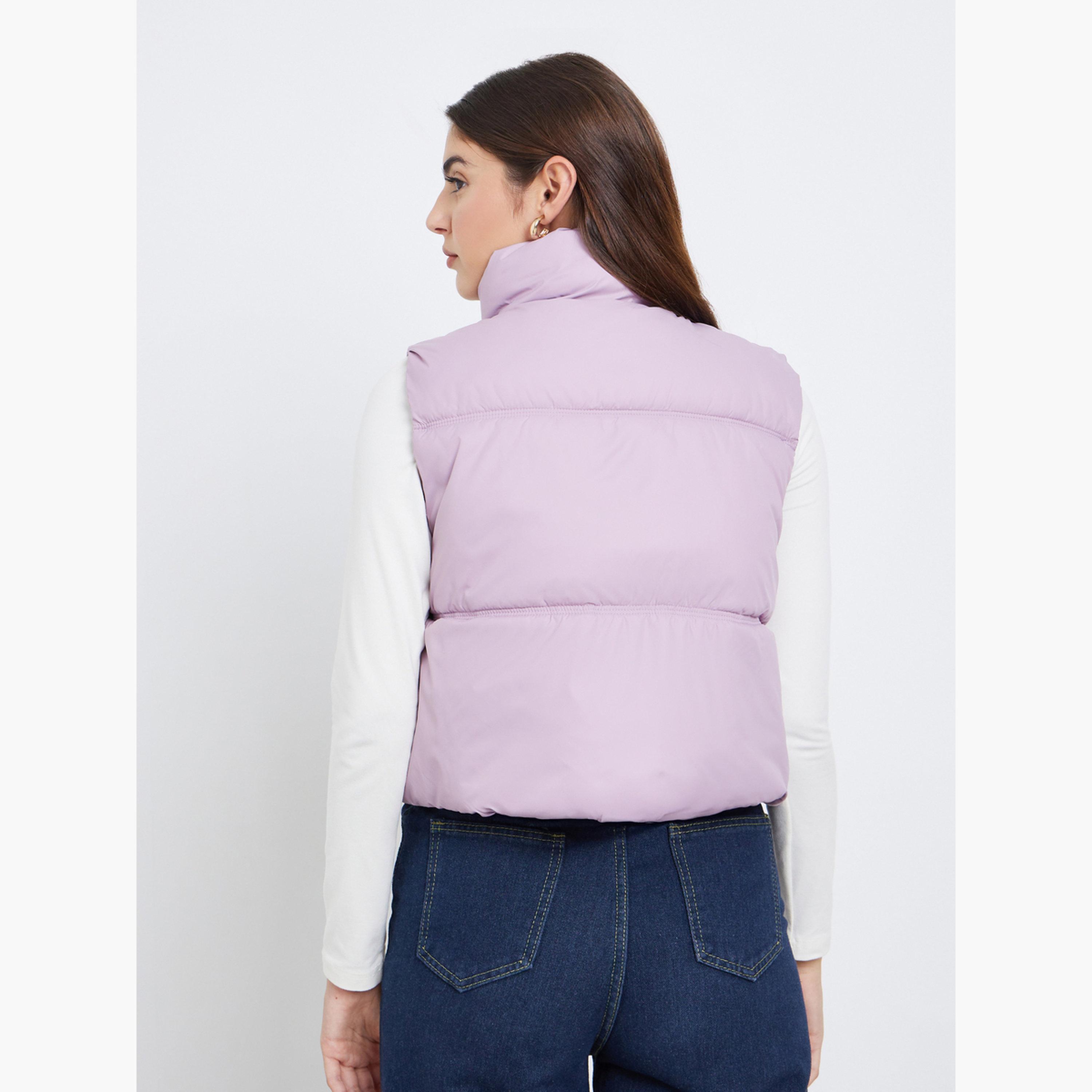 Styli Solid Hooded Neck Sleeveless Women's Zip Through Padded Jacket-women-winterwear-coatsandjackets-jackets-image-5