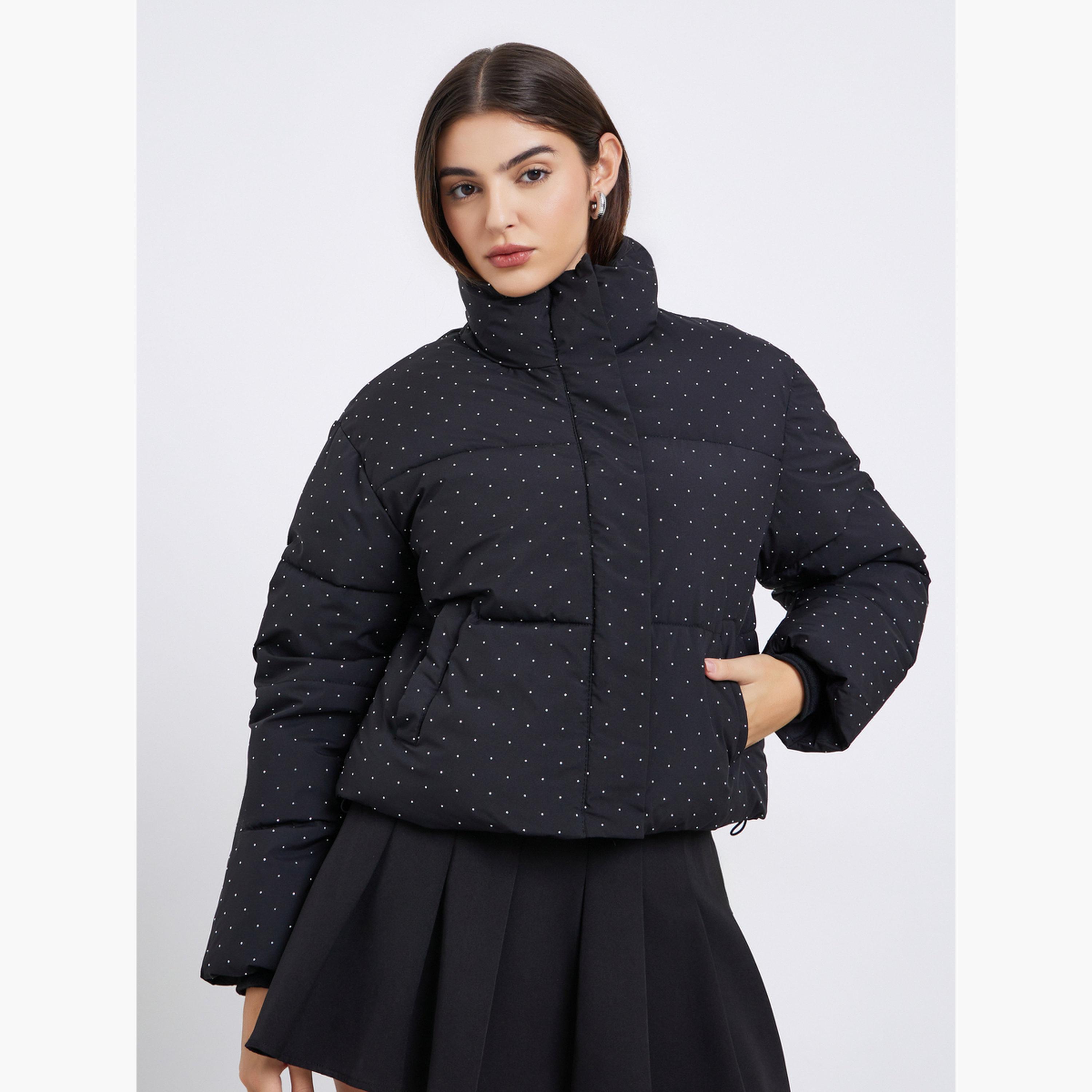 Styli Printed High Neck Long Sleeves Women's Zip Through Padded Jacket-women-winterwear-coatsandjackets-jackets-image-3