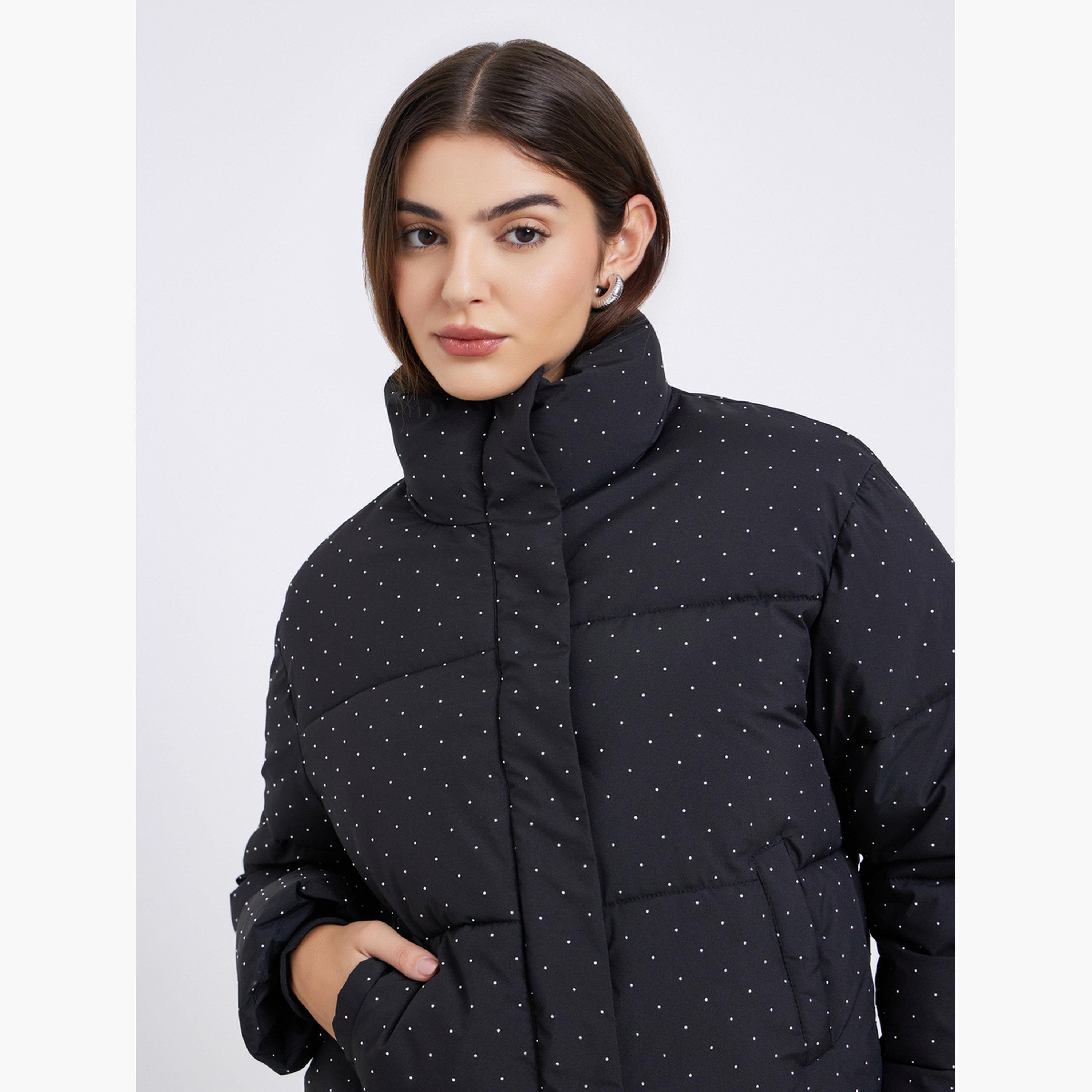 Styli Printed High Neck Long Sleeves Women's Zip Through Padded Jacket-women-winterwear-coatsandjackets-jackets-image-4