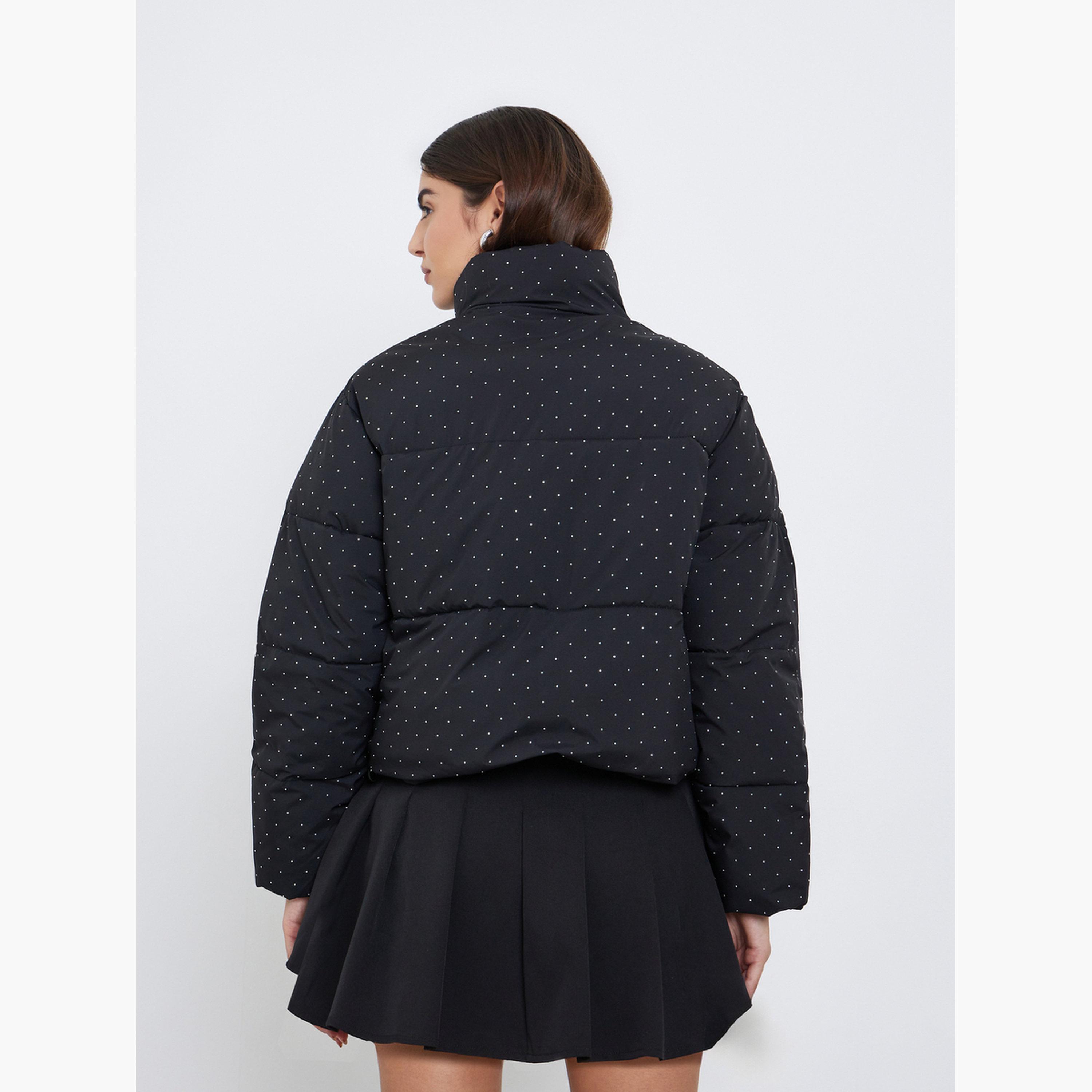 Styli Printed High Neck Long Sleeves Women's Zip Through Padded Jacket-women-winterwear-coatsandjackets-jackets-image-5