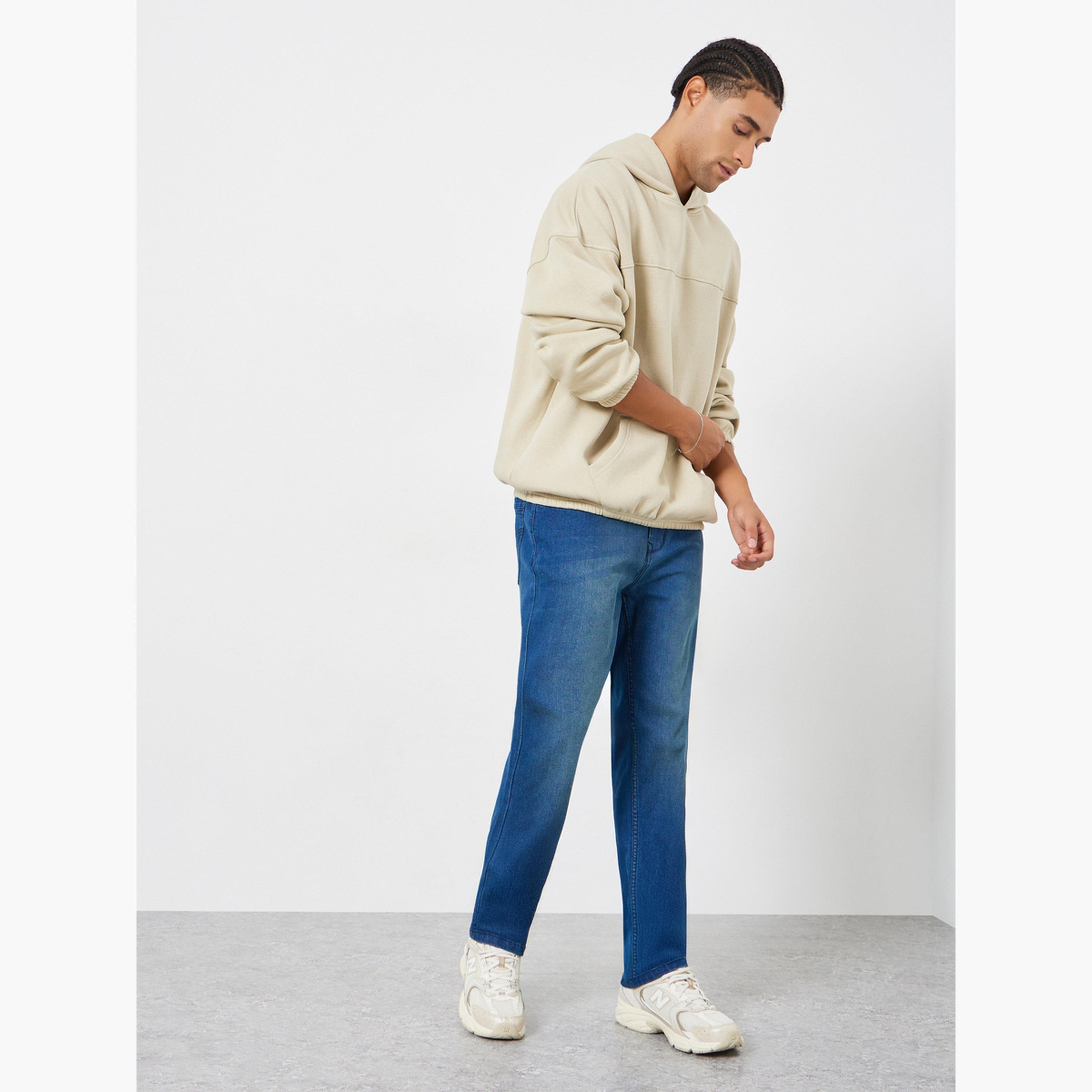 Styli Men Blue Mid-Wash Regular Fit Jeans-men-clothing-bottoms-jeans-image-2